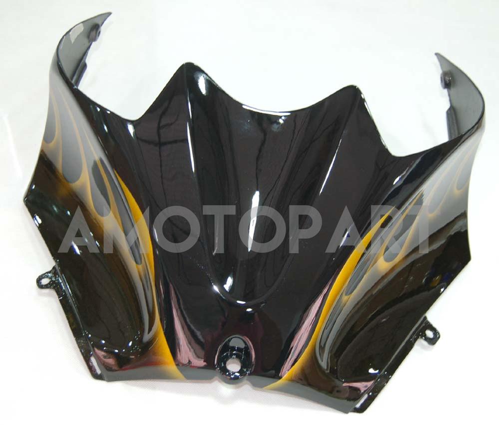 Amotopart 2006-2011 Kawasaki ZX14R Black with Yellow Flame Fairing Kit