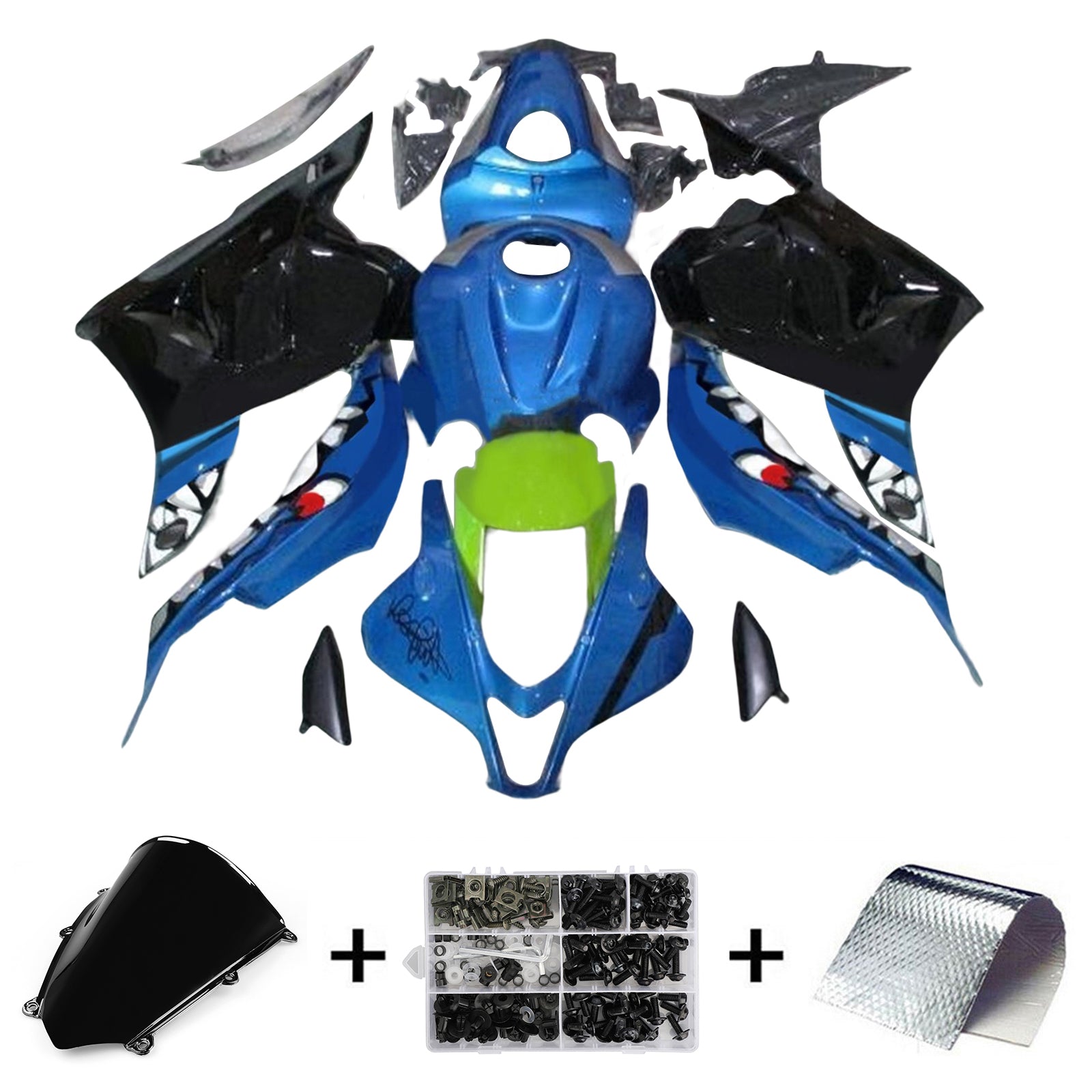 Amotopart 2009-2012 Honda CBR600rr Kit de carénage noir bleu