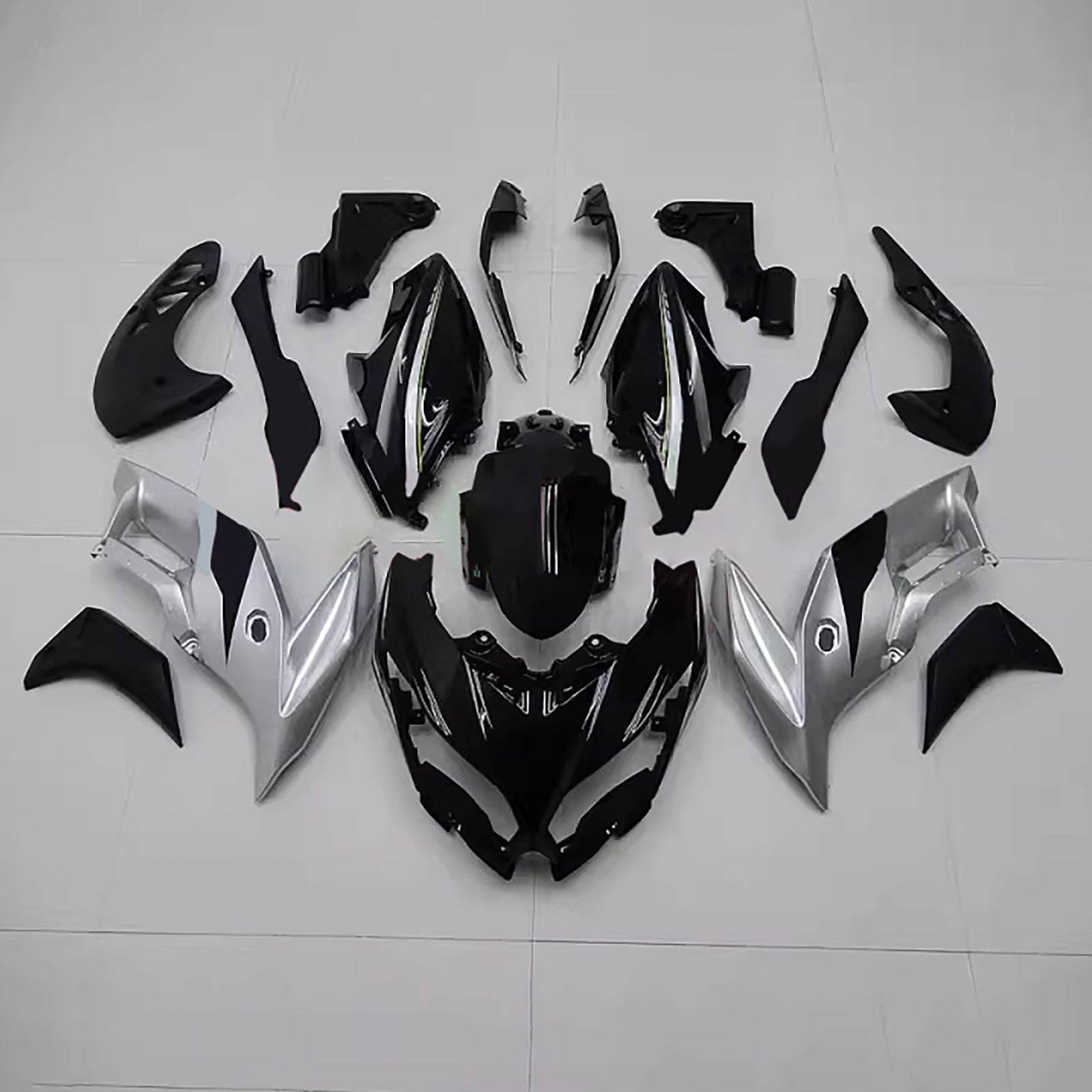 Amotopart 2015-2021 Kawasaki Versys 650 Black Silver Fairing Kit