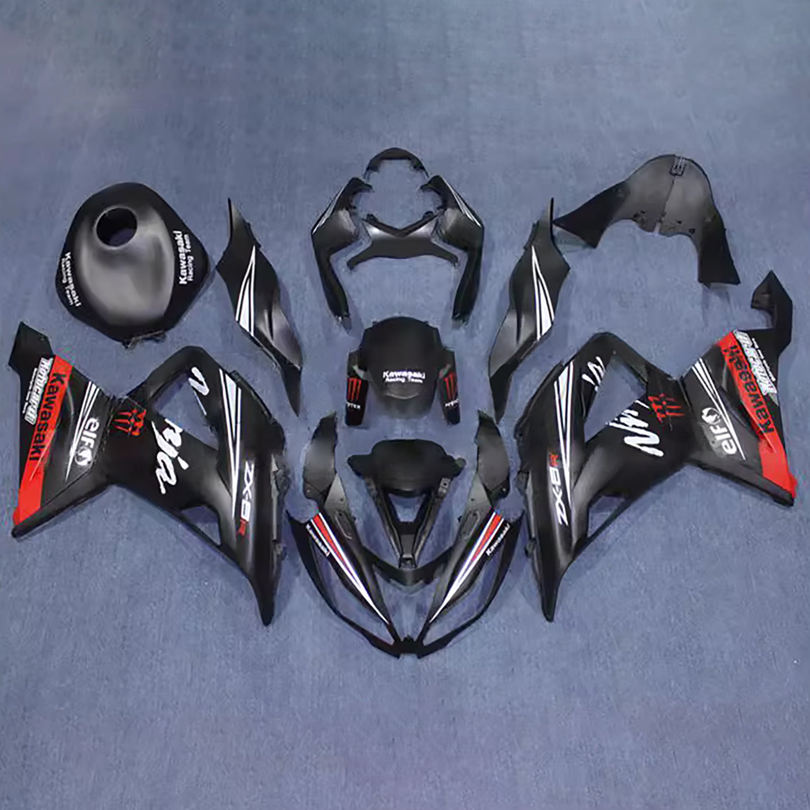 Amotopart 2013-2018 Kawasaki ZX6R 636 Black Red White Fairing Kit