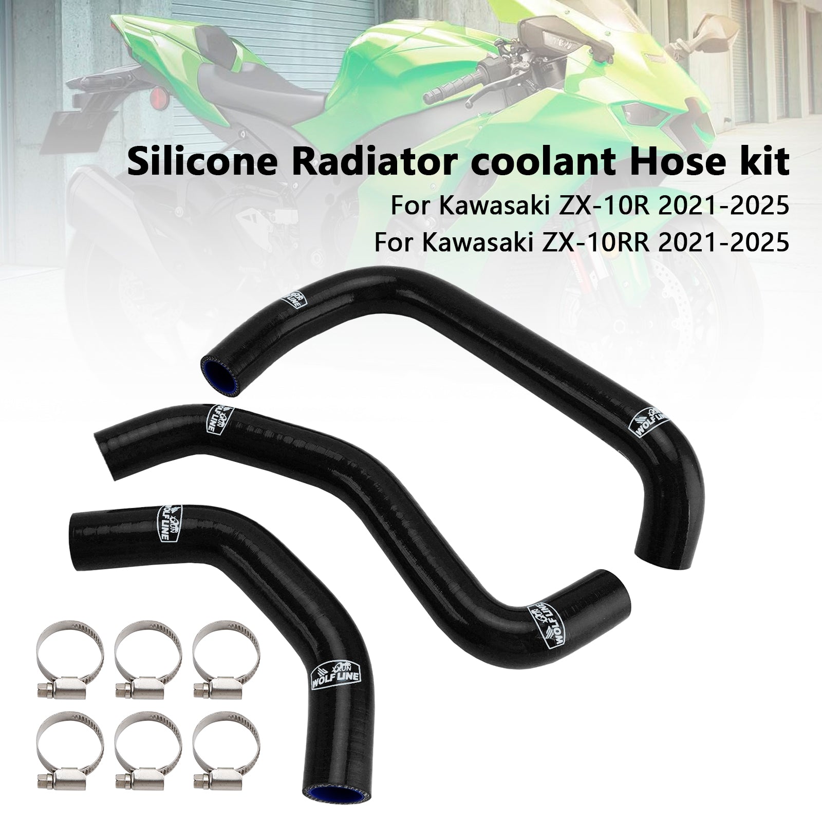2021-2025 Kawasaki ZX10R ZX-10RR Silicone Radiator coolant Hose