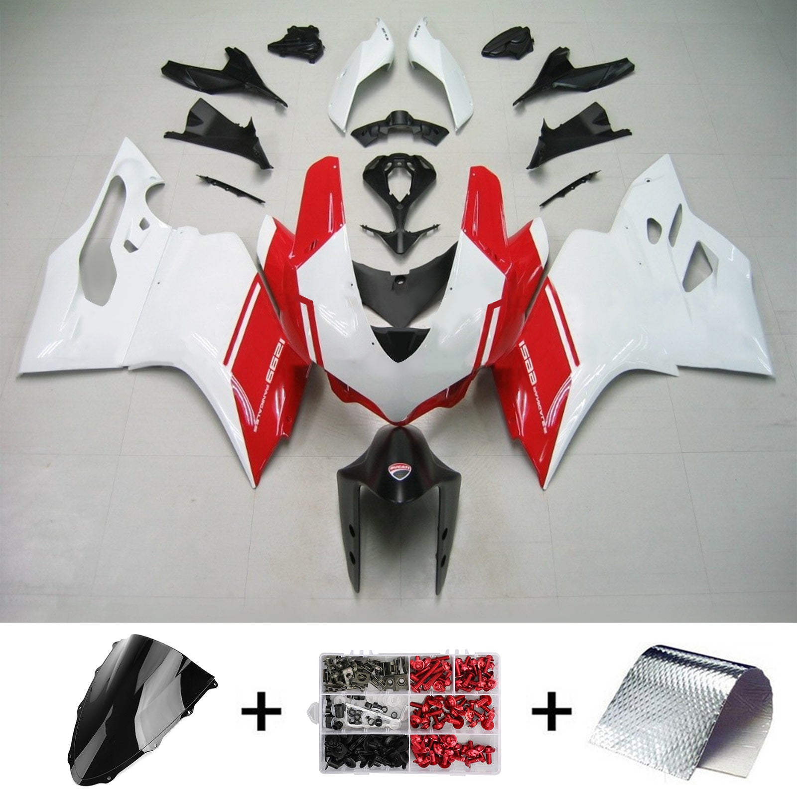 Amotopart 2015-2020 Ducati 959 White Red Black Style 2 Fairing Kit
