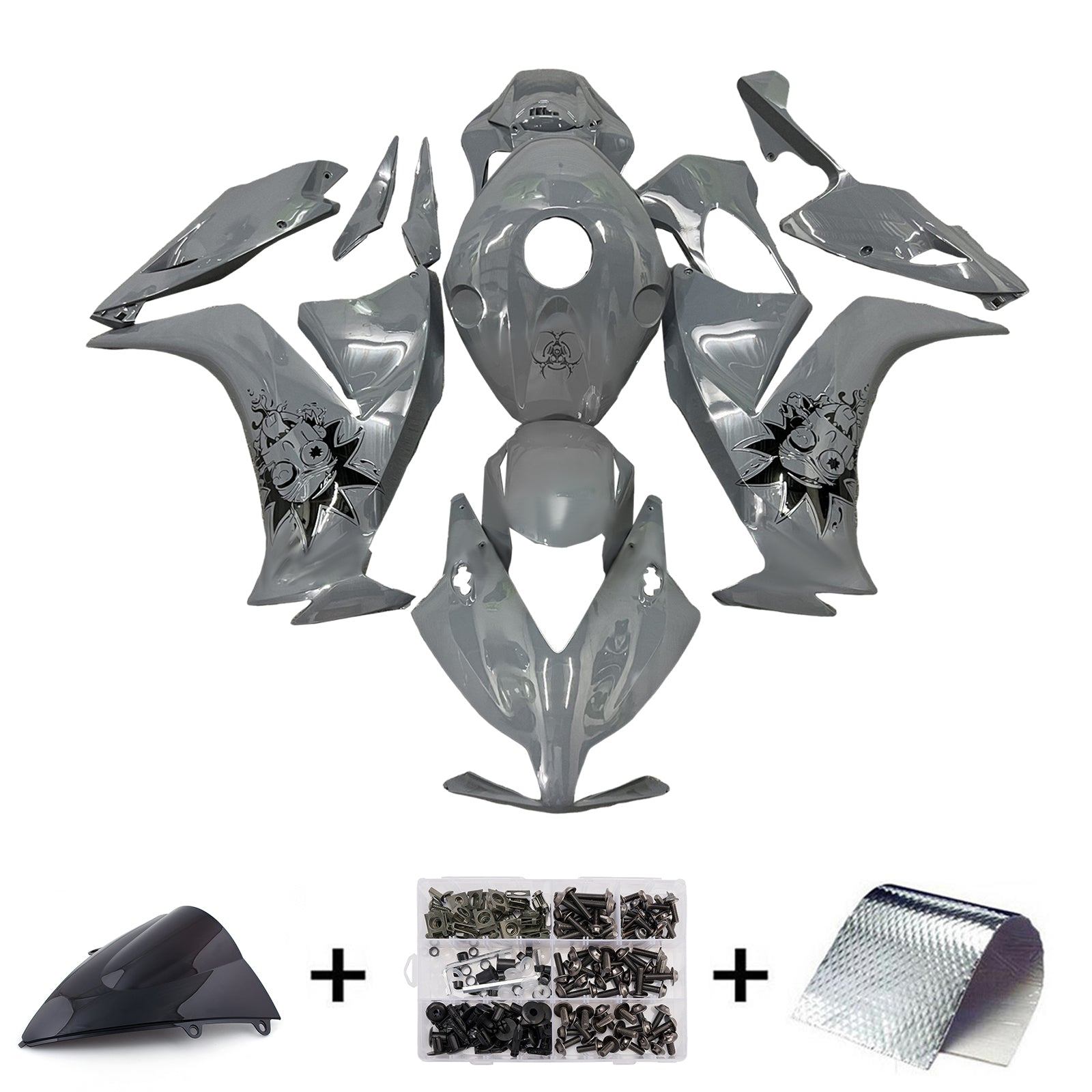 Amotopart 2012-2016 Honda CBR1000rr Kit de carénage noir gris