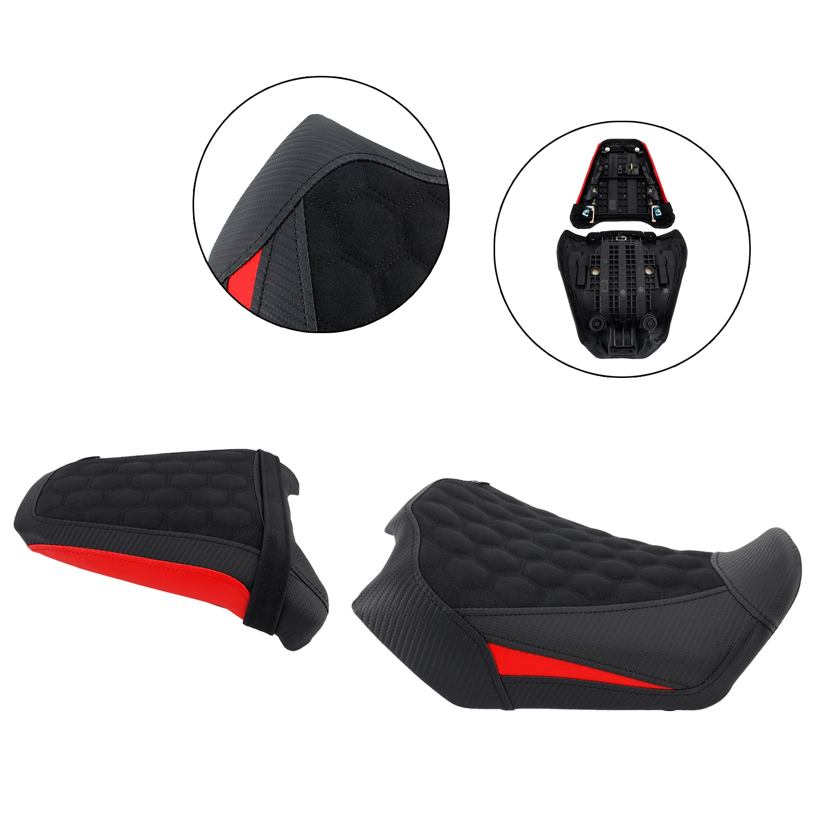24-25 Honda Cb650R Cbr650R Front&Rear Raider Passenger Cushion Kit Red1