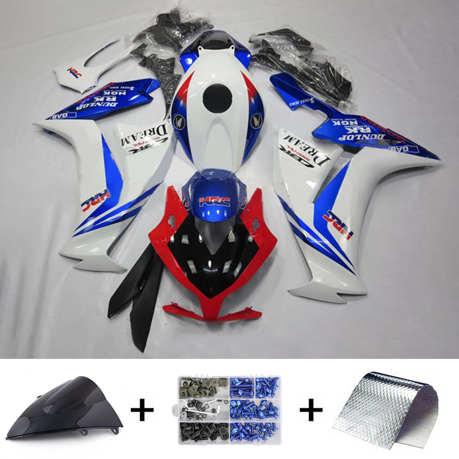 Amotopart 2012-2016 CBR1000RR Honda Bleu&Kit de carénage rouge Style2