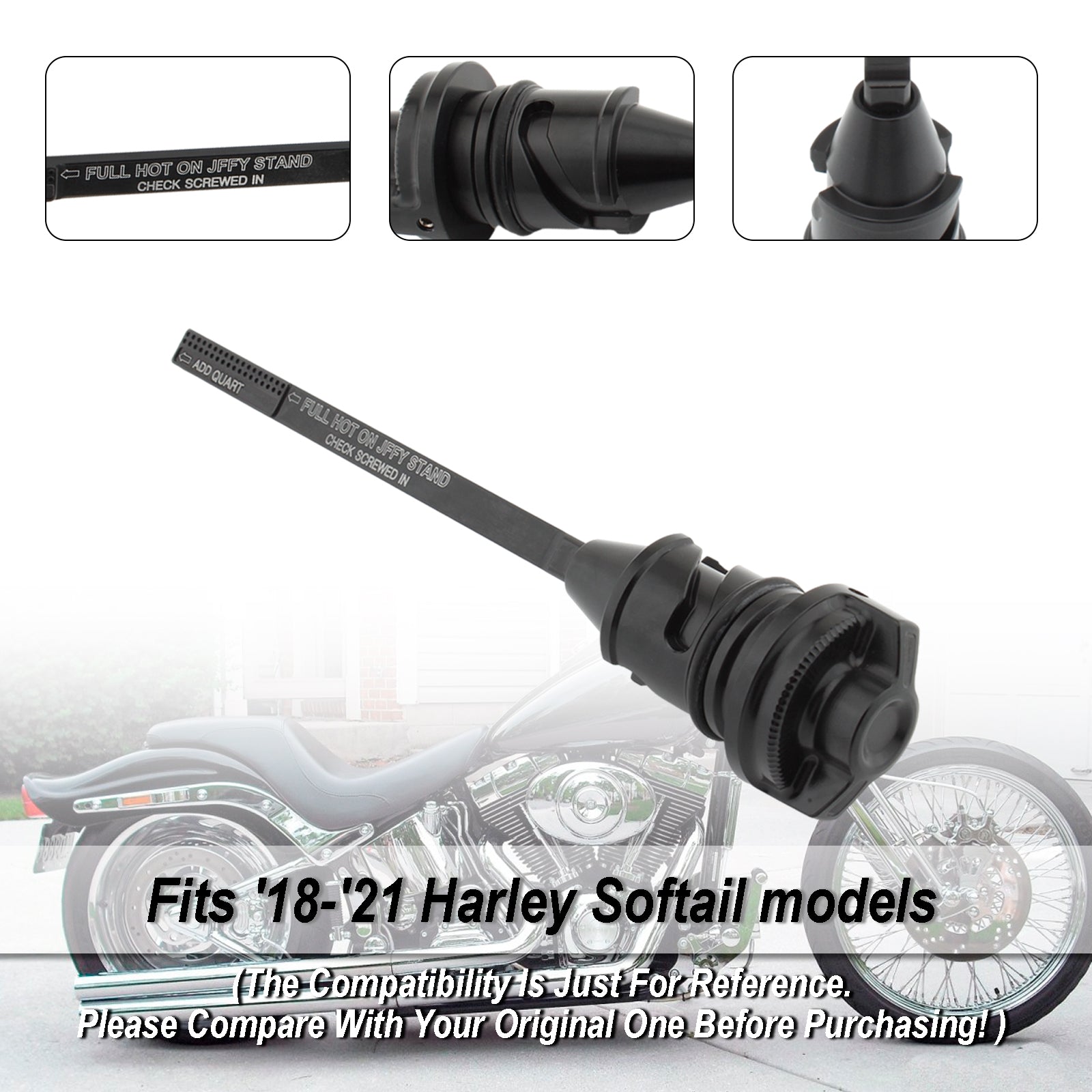 Harley Oil Dipstick Tank Cap Plug til Softail Breakout Standard Heritage Classic
