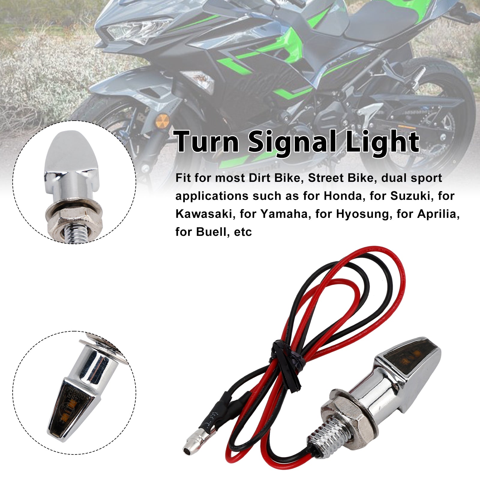 Universal MotorCycle 12V LED Turn Signal Indicator Light 8mm