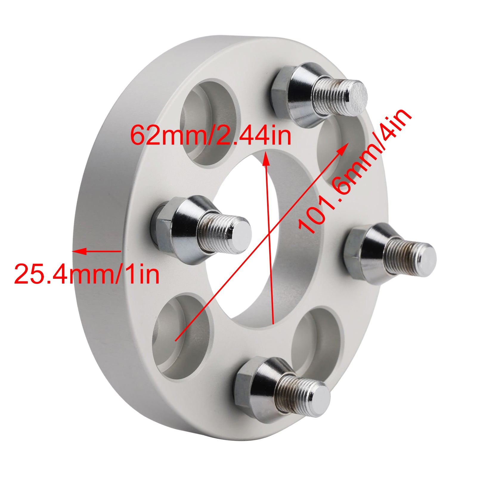 Yamaha Club Car Ezgo 1" Wheel Spacers Kit Cable Golf Carts Lug Nuts Silver