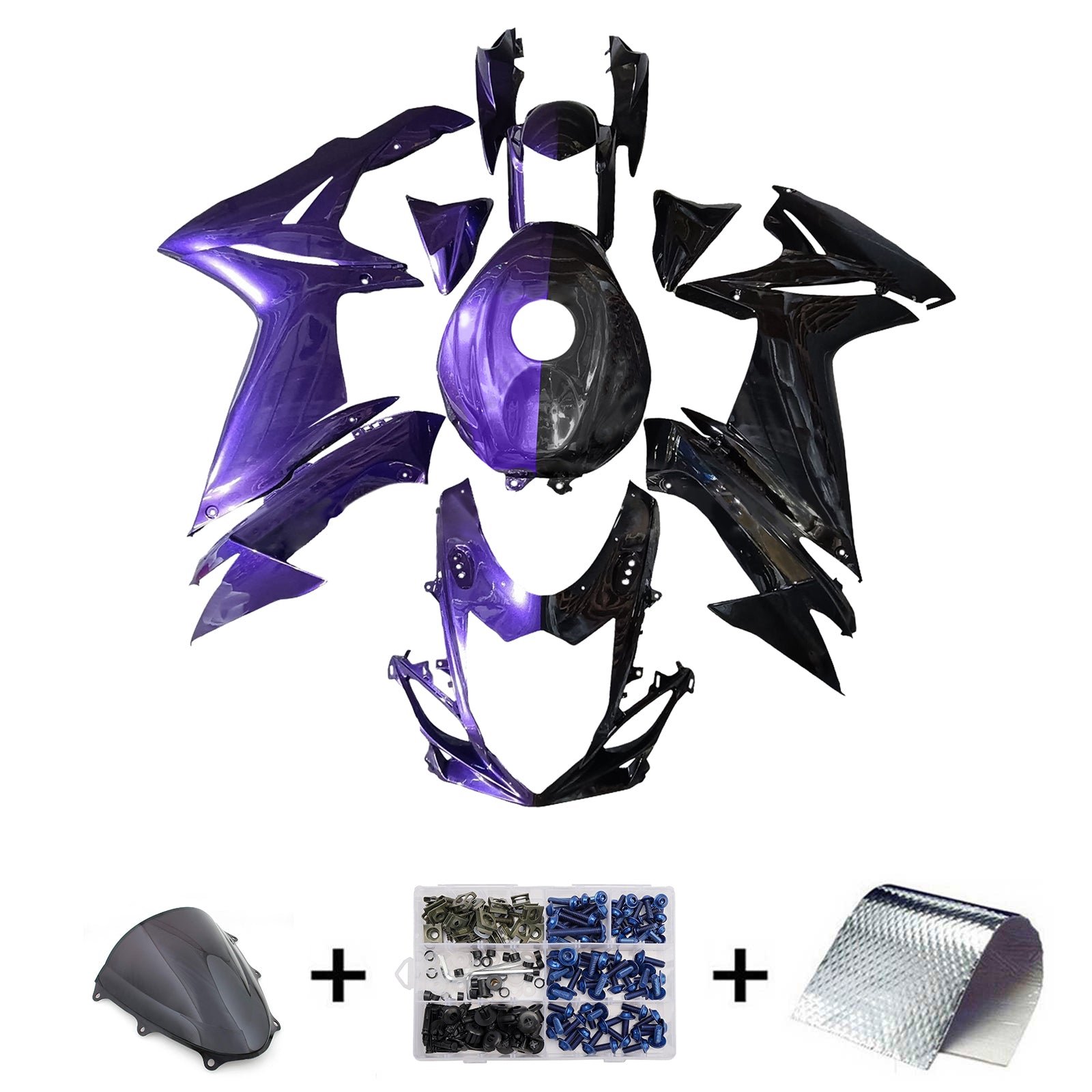 Amotopart 2011-2025 Suzuki GSXR 600/750 Purple Black Fairing Kit