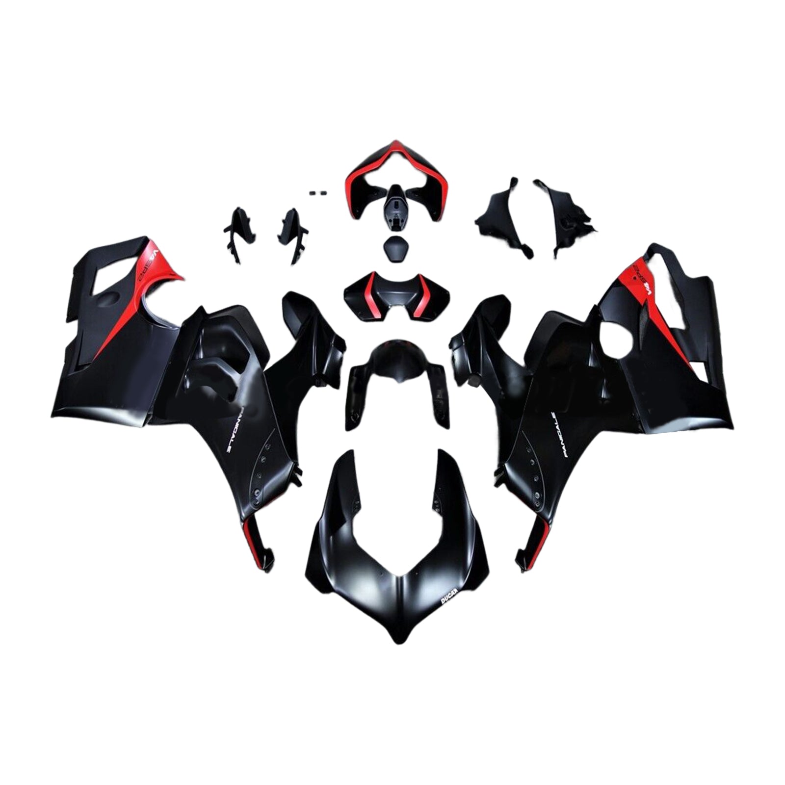 Amotopart Ducati 20-21 Panigale V4 V4s Black & Red Fairing Kit