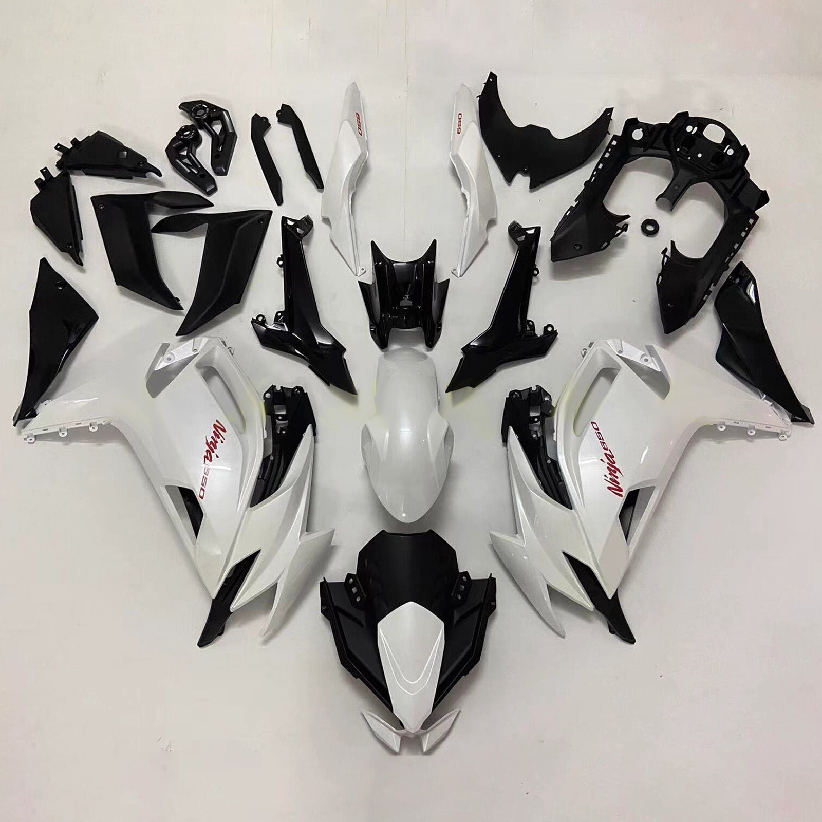 Amotopart 2017-2019 Kawasaki ER6F/Ninja650R White Black Fairing Kit