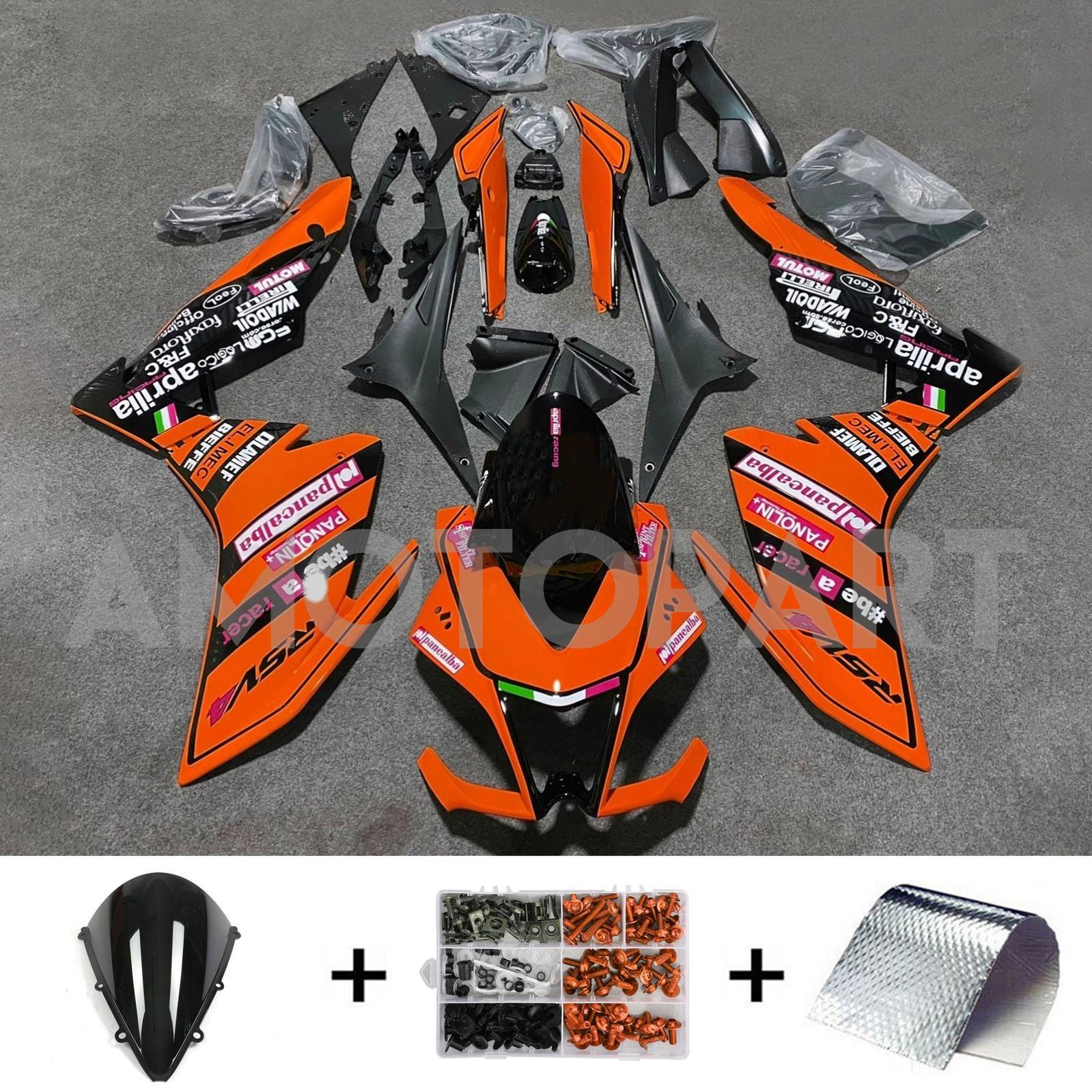 Amotopart 2009-2015 Aprilia RSV4 1000 Black Orange Fairing Kit