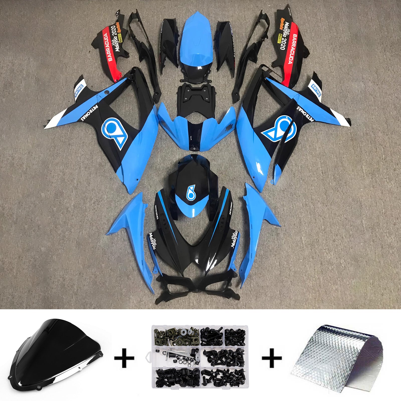 Amotopart 2008-2010 Suzuki GSXR 600/750 Blue Black Fairing Kit