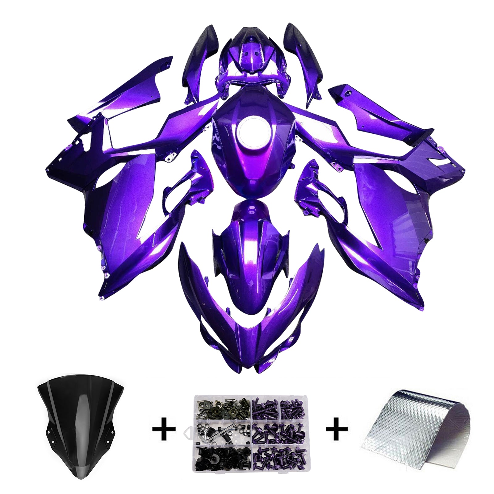 Amotopart 2018-2024 Kawasaki EX400 Ninja400 Glossy Purple Fairing Kit