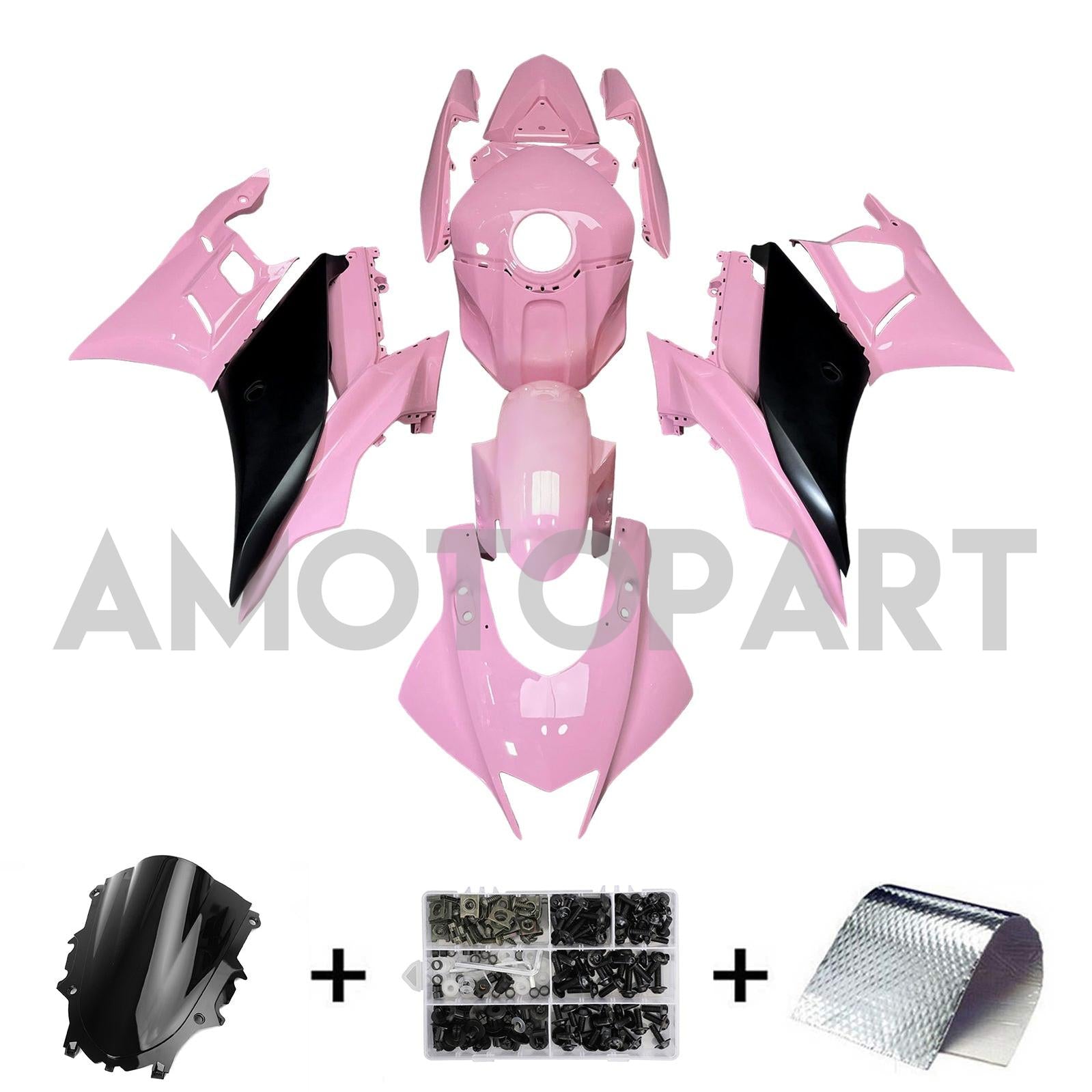 Amotopart 2022-2024 Yamaha YZF R3 R25 Pink Fairing Kit