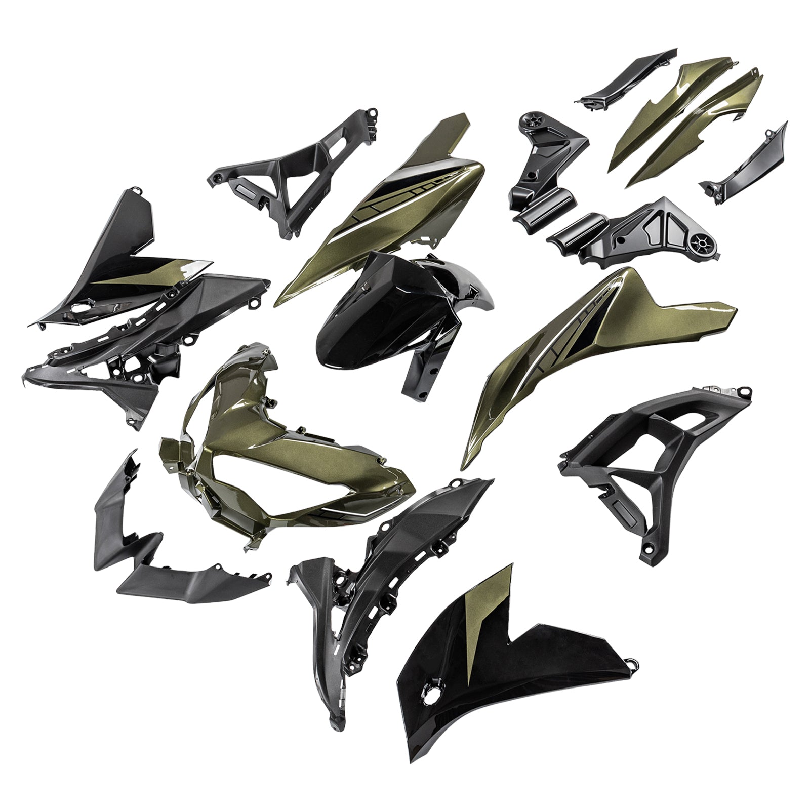 Amotopart 2022-2024 Kawasaki VERSYS 650 KLE ABS Kit de carenado verde oscuro