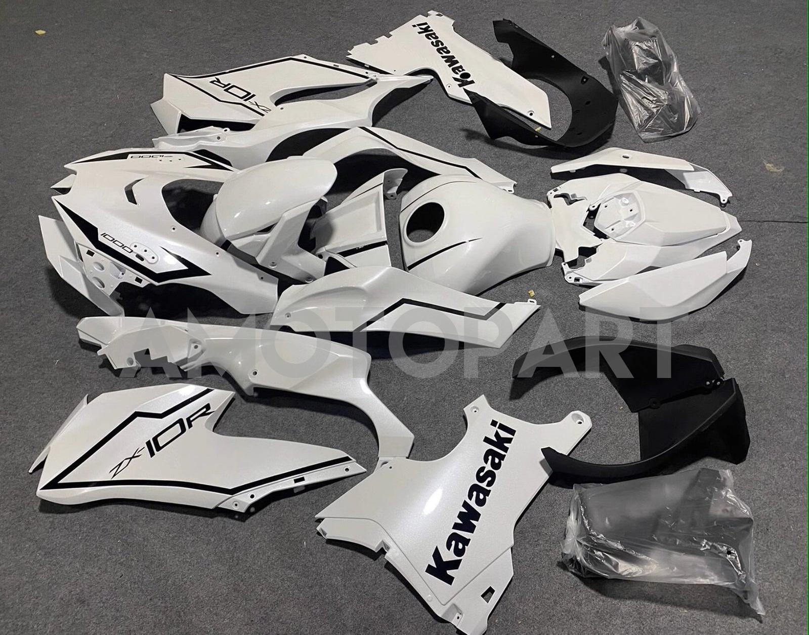Amotopart 2021-2025 Kawasaki ZX 10RR ZX 10R Black White Fairing Kit