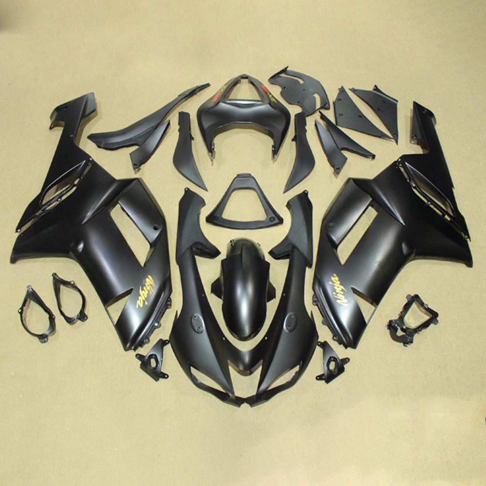 Amotopart 2007-2008 Kawasaki ZX6R 636 Matte Black Fairing Kit