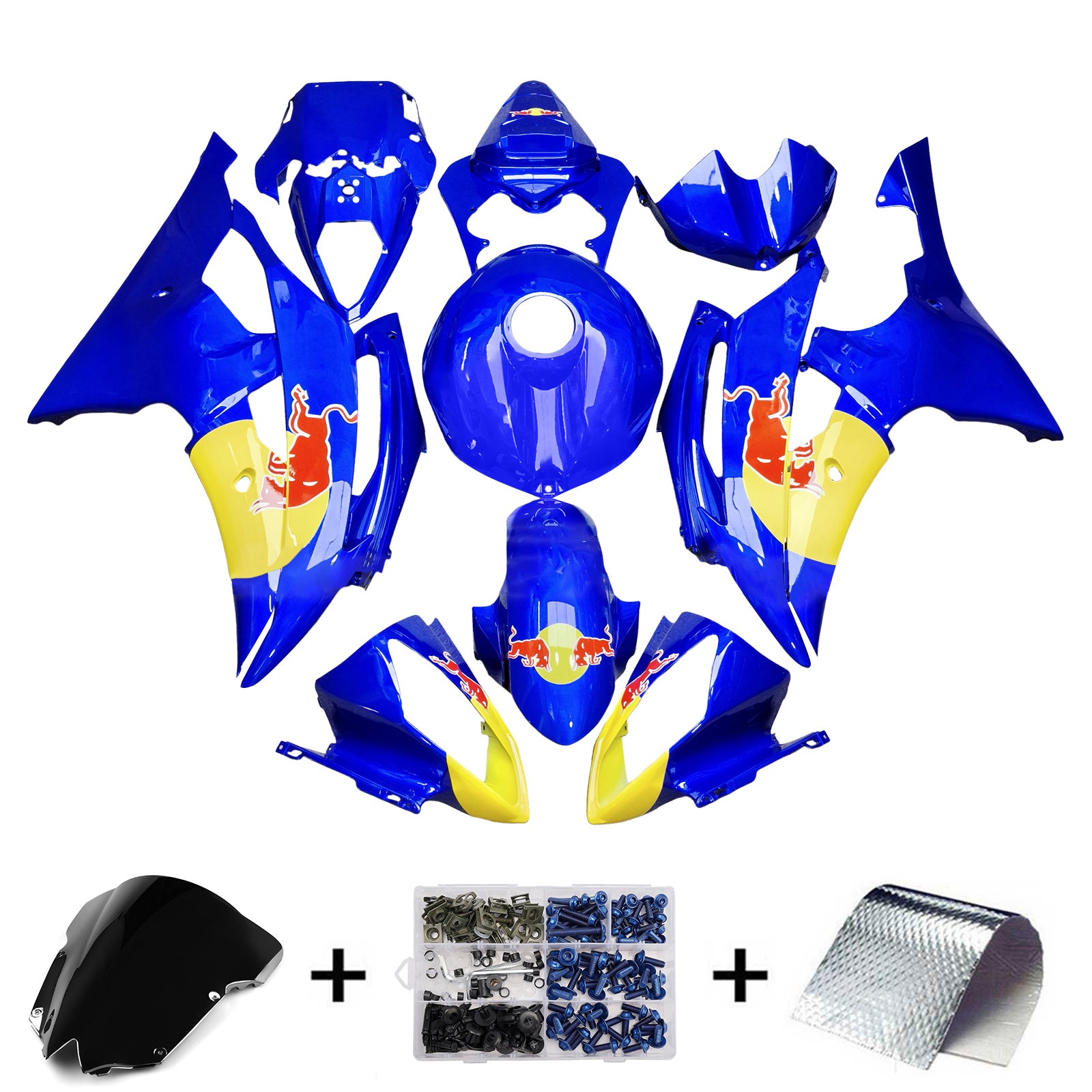 Amotopart 2008-2016 Yamaha YZF-R6 Blue Fairing Kit