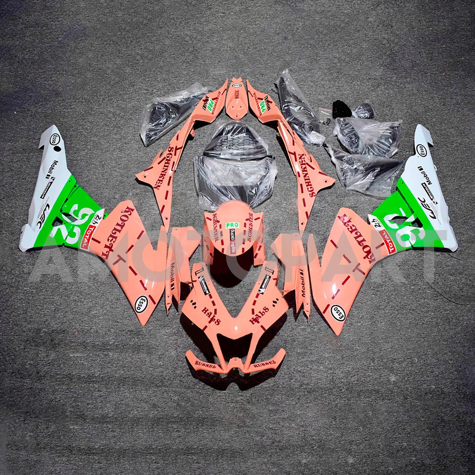 Amotopart 2009-2015 Aprilia RSV4 1000 Pink Green White Fairing Kit