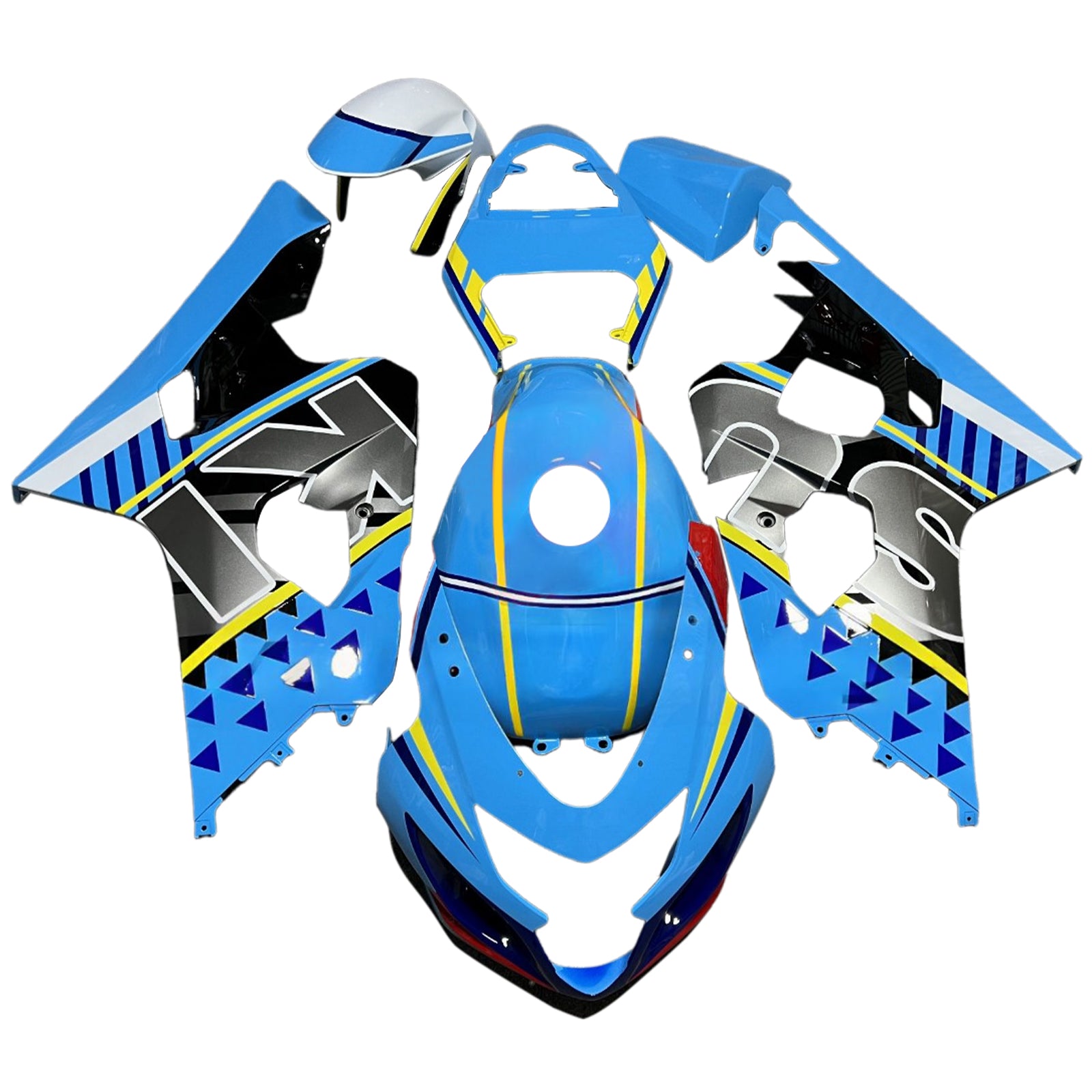 Amotopart 2004-2005 Suzuki GSXR 600/750 Light Blue Black Fairing Kit