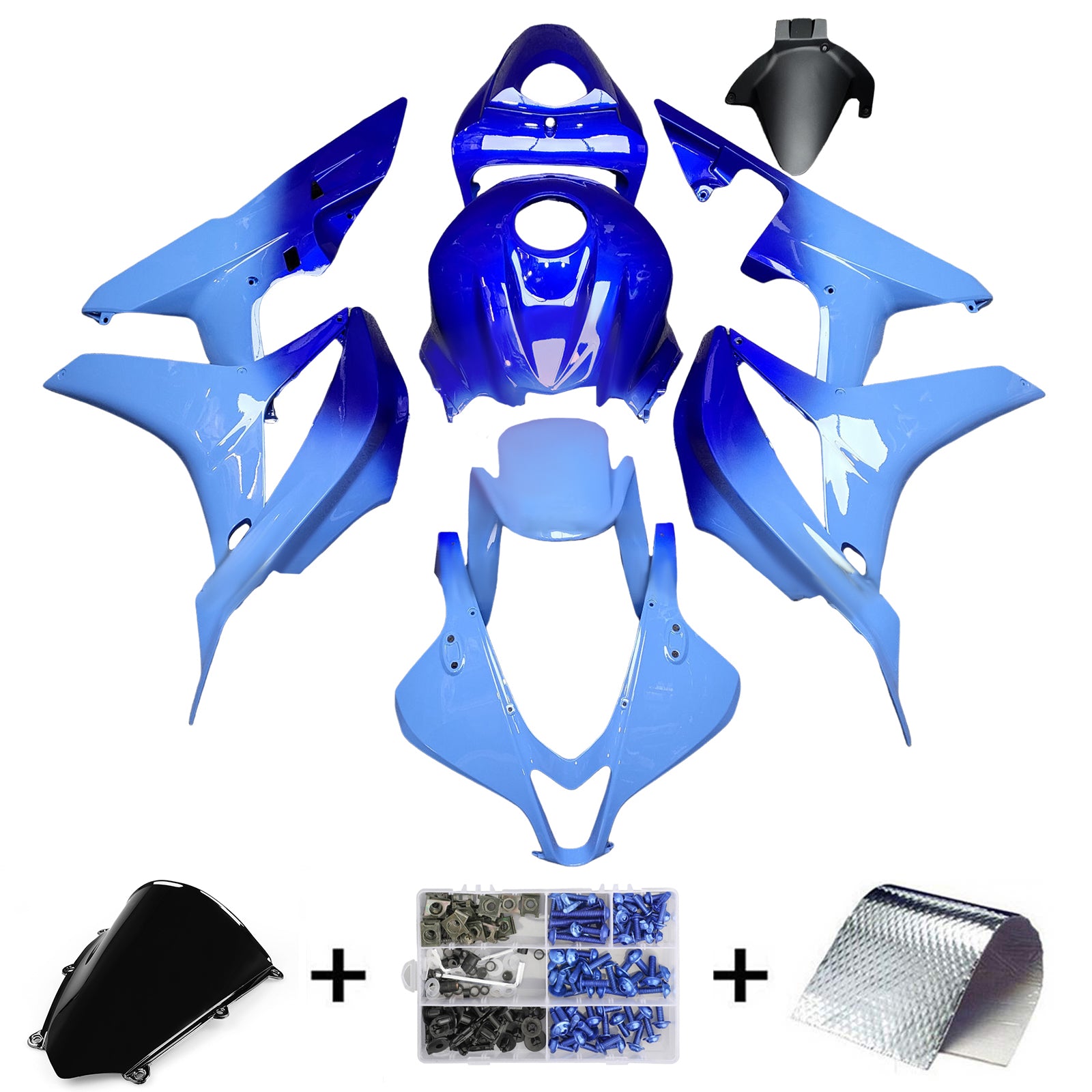 Amotopart 2007-2008 Honda CBR600RR Kit de carénage bleu bleu bleu