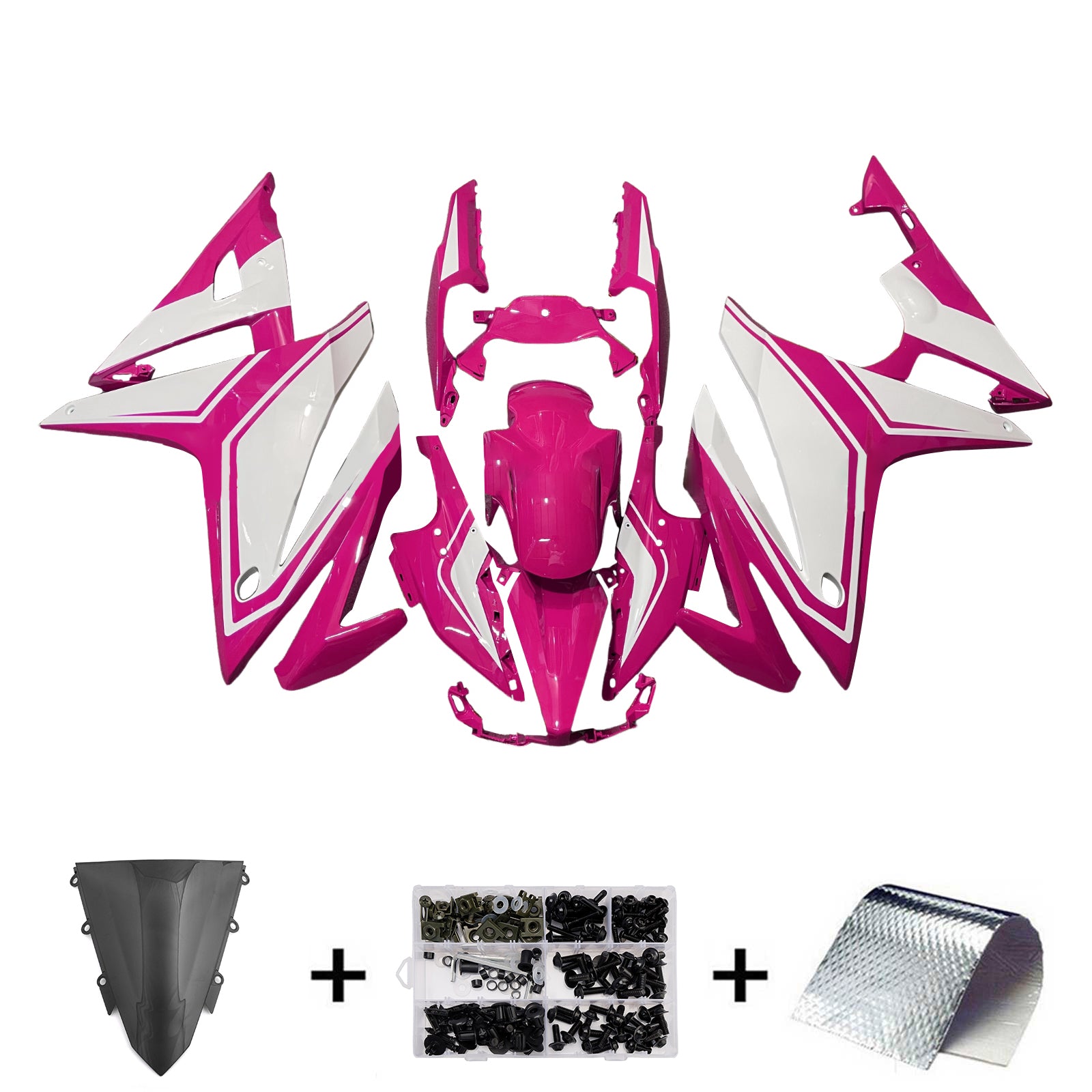 Amotopart 2016-2018 Honda CBR500R Pink White Fairing Kit