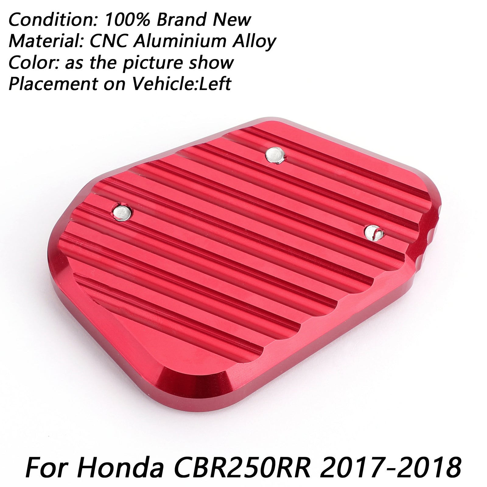 17-18 Honda CBR250RR Kickstand Side Stand Extension Enlarger Pad Red