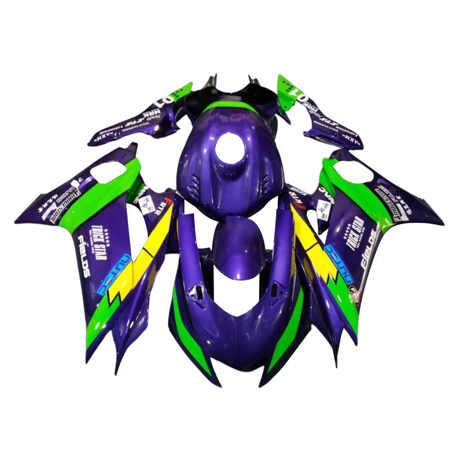 Amotopart Yamaha YZF-R6 2017-2023 Lila&Grünes Verkleidungsset