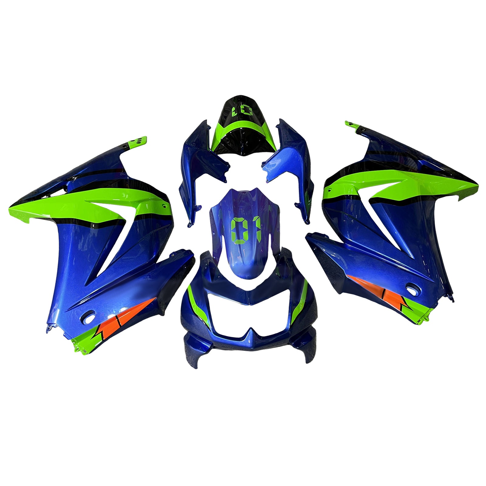 Amotopart 2008-2012 Kawasaki EX250/Ninja 250R Green Blue Fairing Kit