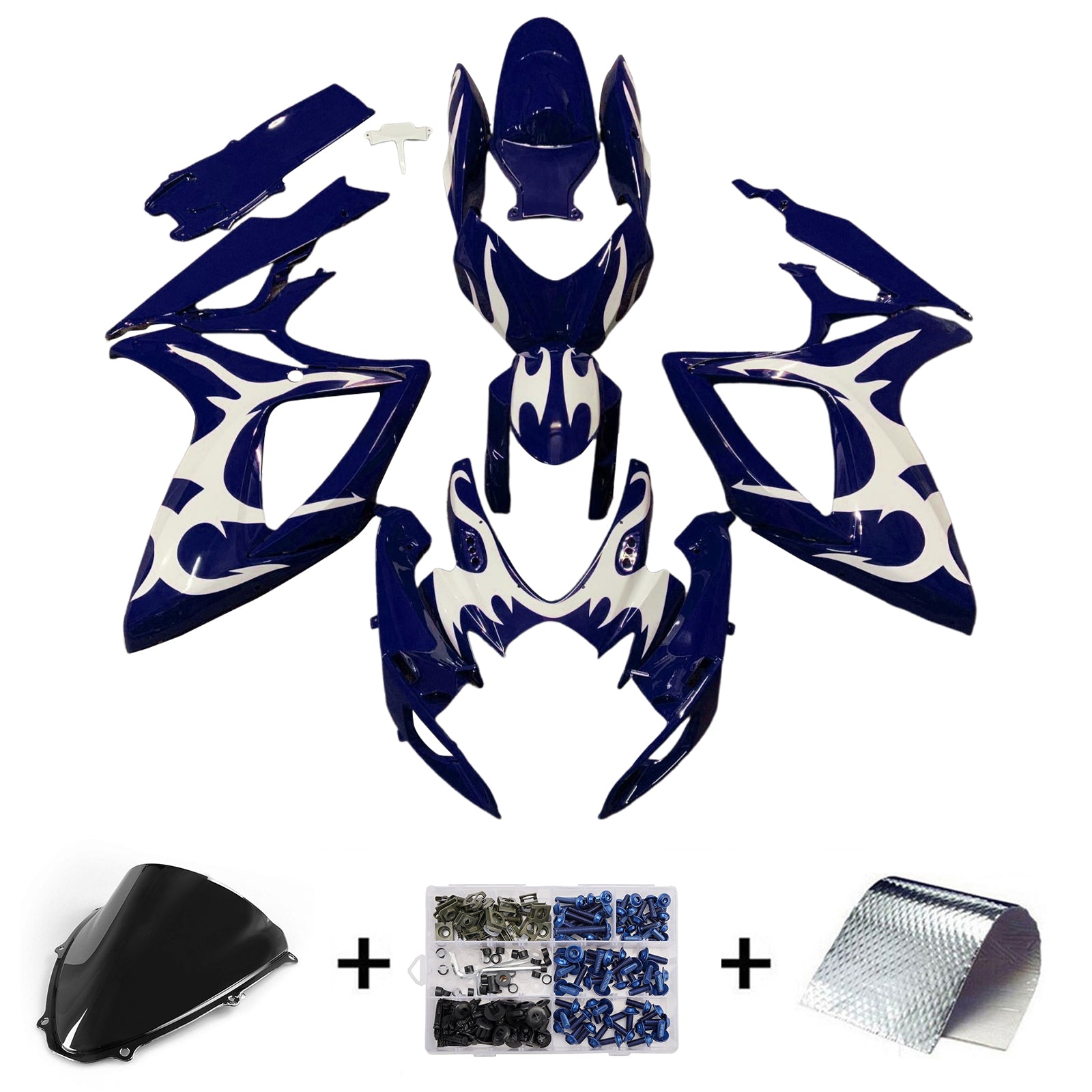 Amotopart 2006-2007 Suzuki GSXR 600/750 Glossy Blue White Fairing Kit