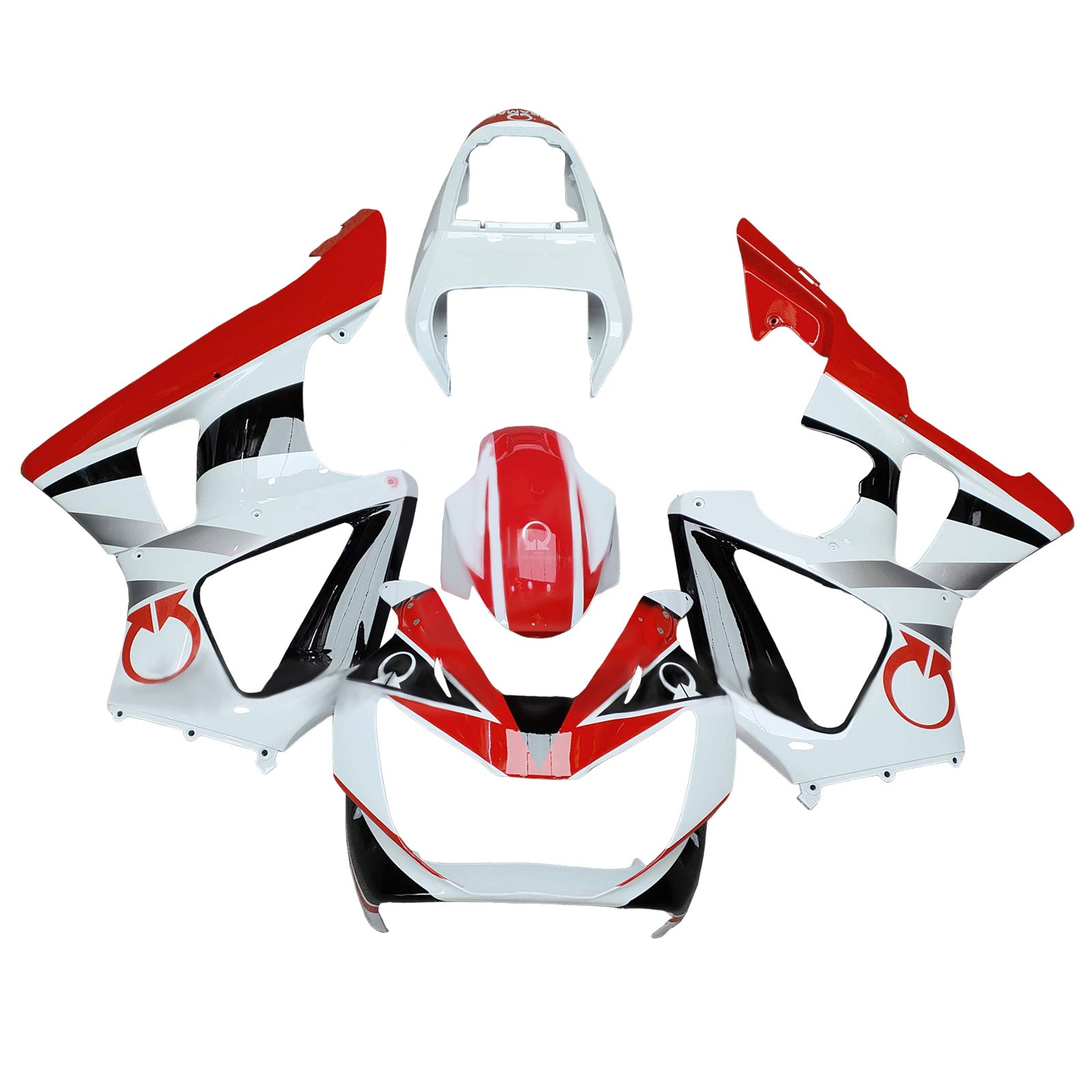 Amotopart 2000-2001 Honda CBR929RR White Red Fairing Kit