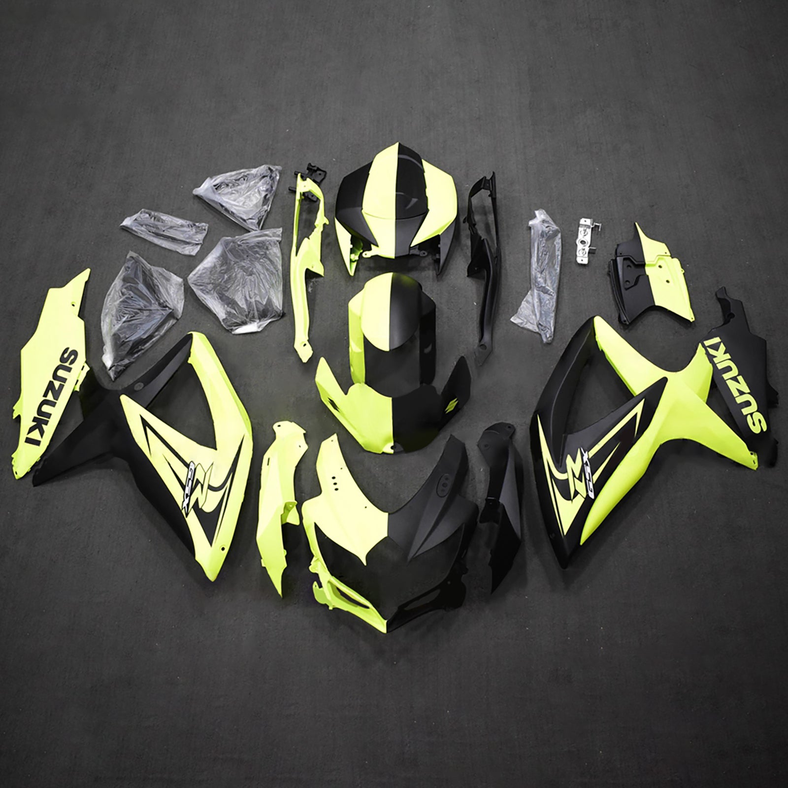 Amotopart 2008-2010 Suzuki GSXR 600/750 Black Green Fairing Kit
