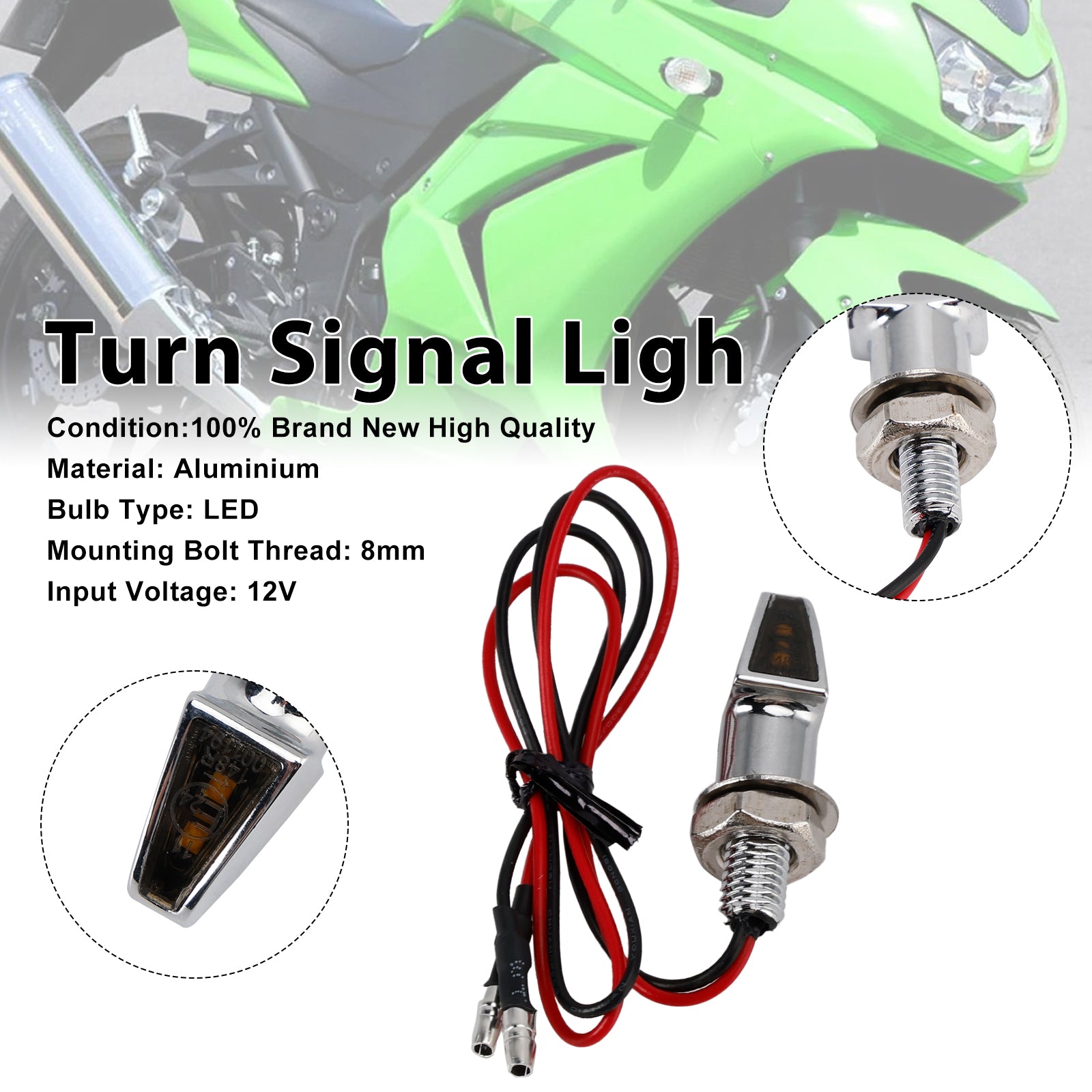 Universal MotorCycle 12V LED Turn Signal Indicator Light 8mm