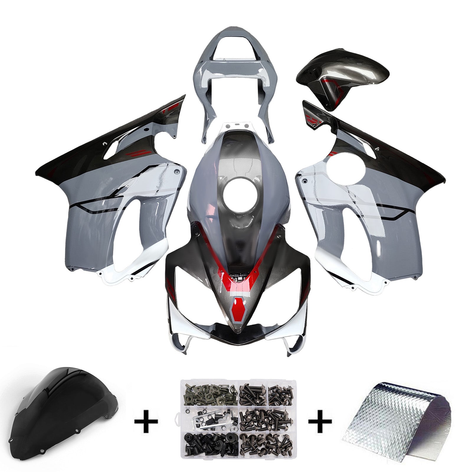 Amotopart 2001-2003 Honda CBR600 F4i Black Grey Fairing Kit