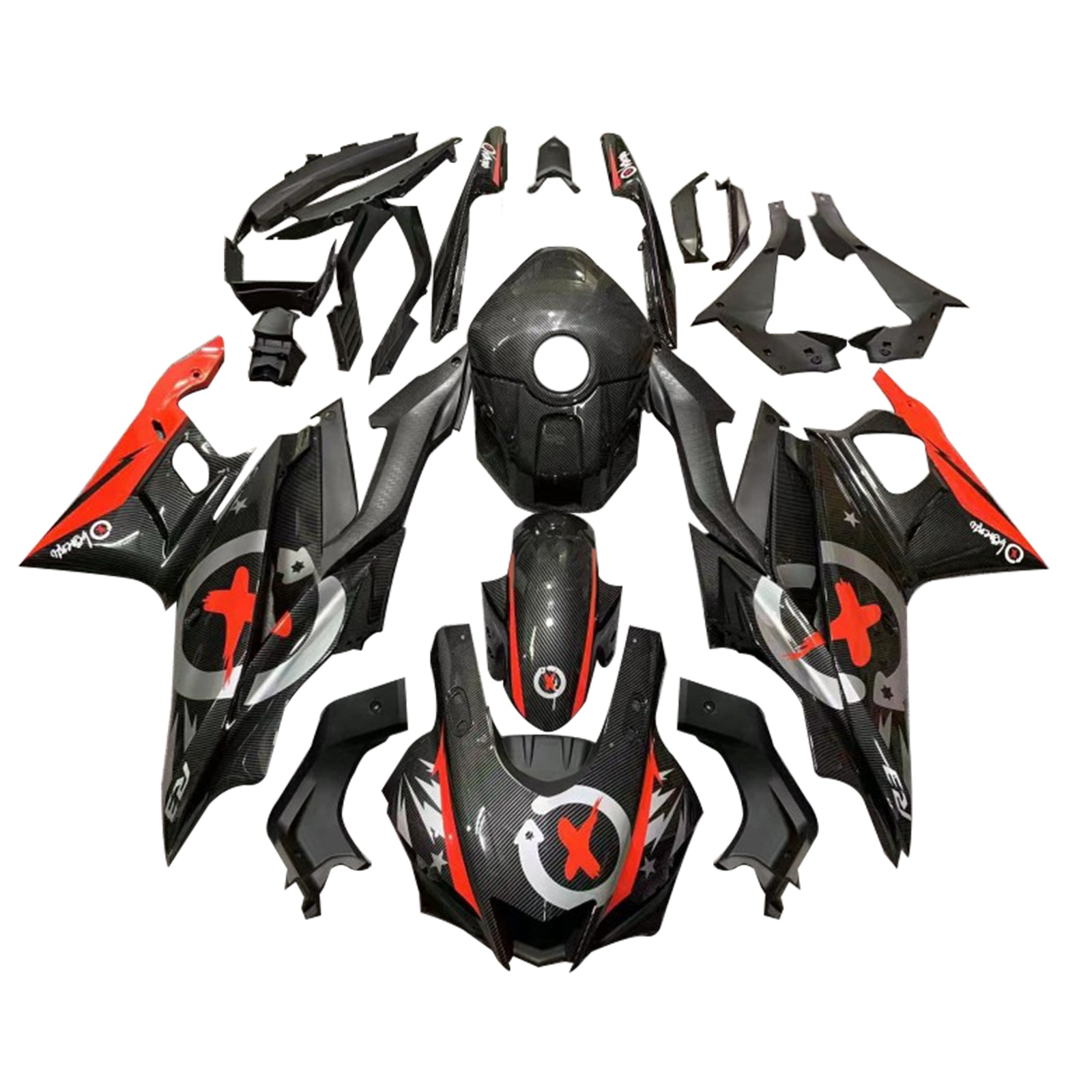 Amotopart Yamaha 2019-2021 YZF R3/YZF R25 Red & Black Style4 Fairing Kit