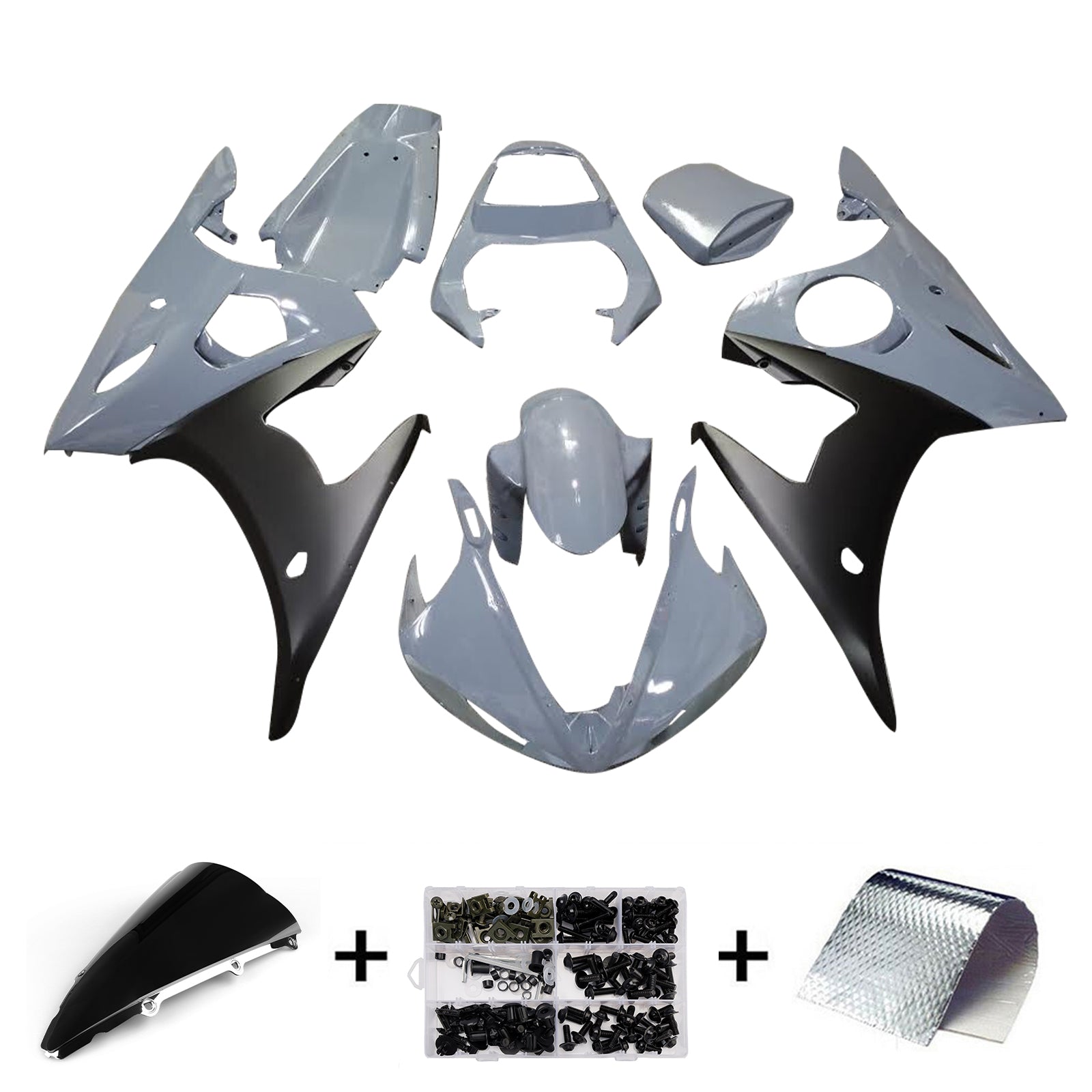 Amotopart 2003-2004 Yamaha YZF-R6/ 2006-2009 R6S Grey Fairing Kit