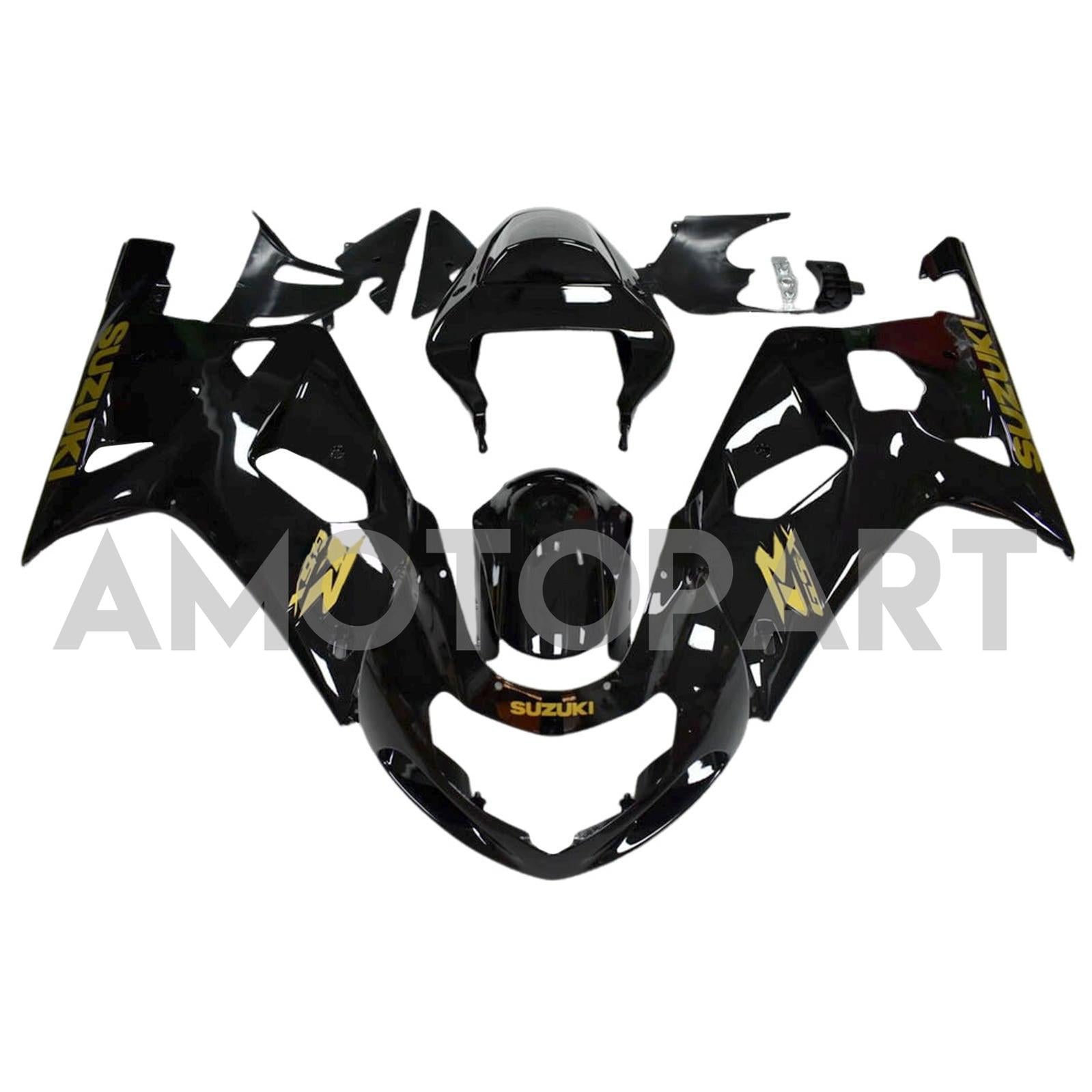 Amotopart 2001-2003 GSXR600 2000-2003 GSXR750 K1 Suzuki Gloss Black mit Gold-Logoverkaufskit