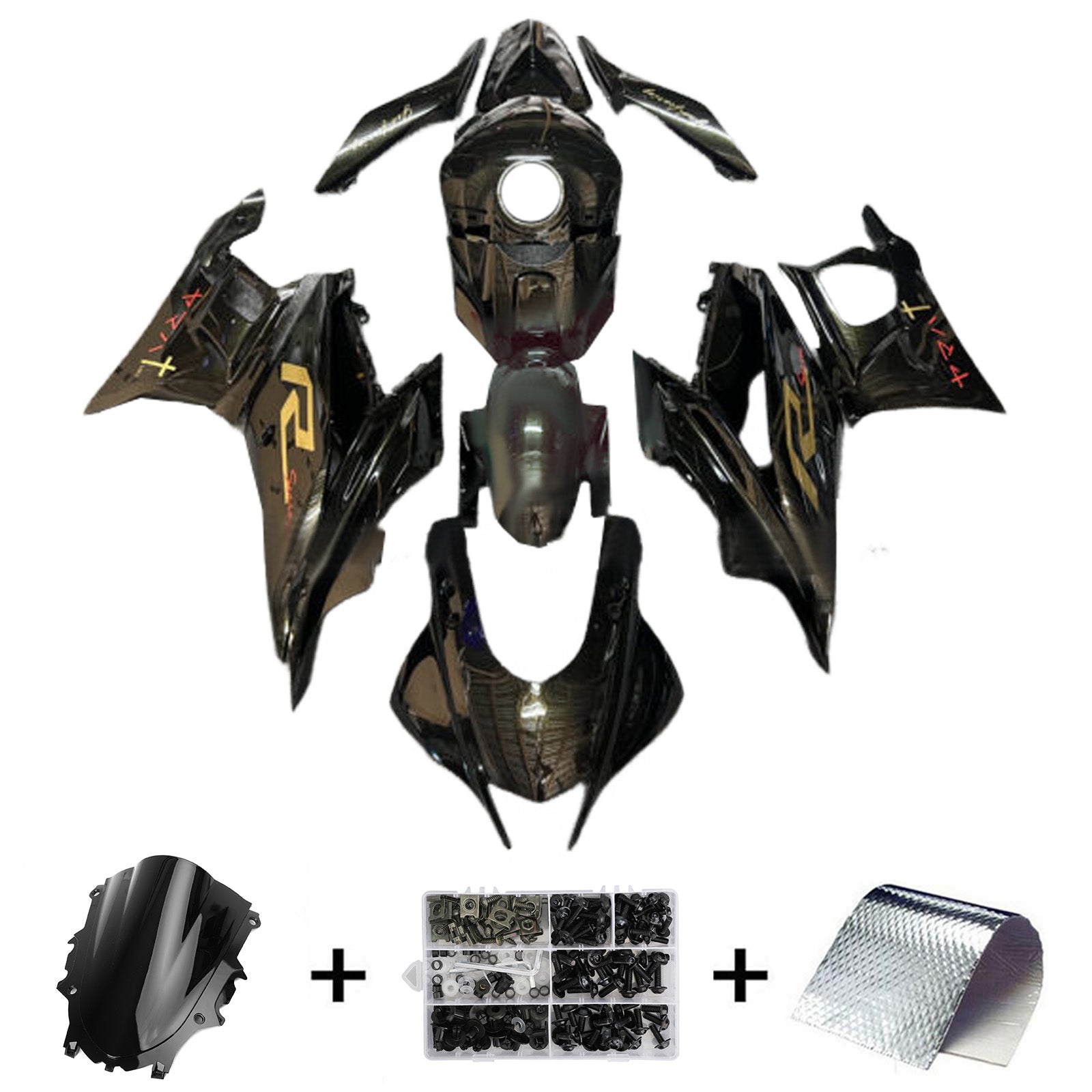 Amotopart 2019-2021 Yamaha YZF-R3 R25 Black Fairing Kit