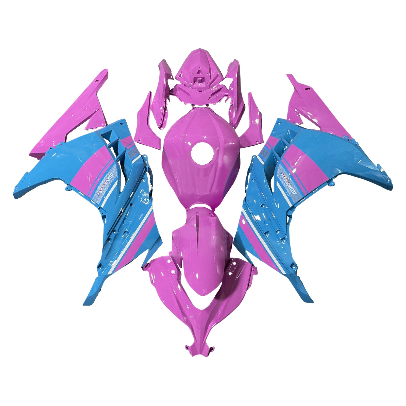 Amotopart 2013-2024 Kawasaki EX300 Ninja300 Blue Pink Fairing Kit