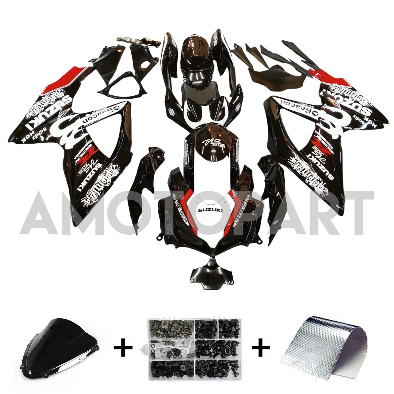 Amotopart 2008-2009 Suzuki GSXR 600/750 Black Fairing Kit