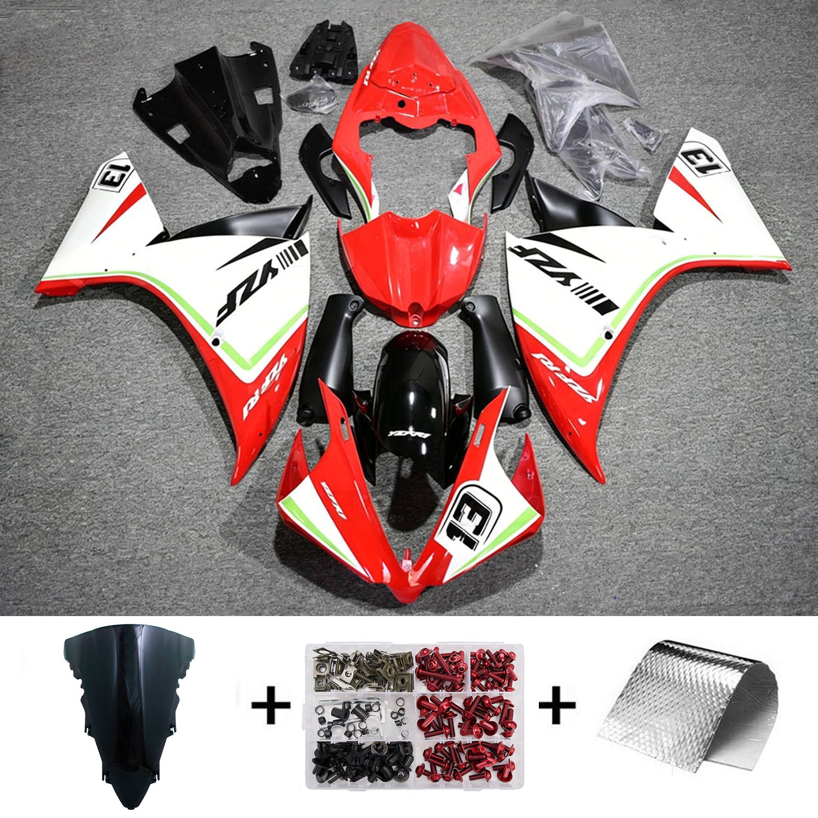 Amotopart 2009-2011 Yamaha YZF-R1 rood/witte kuipset