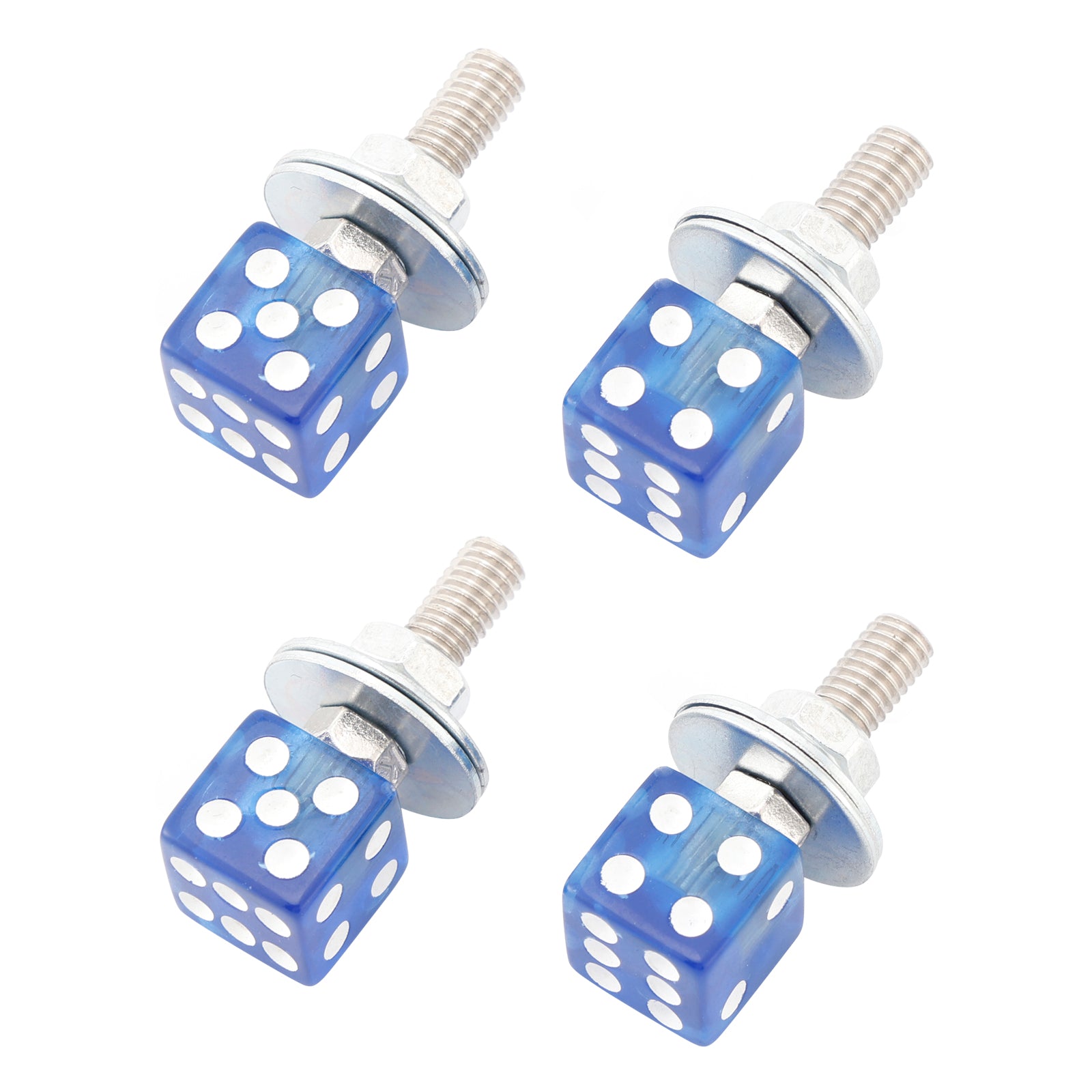 X4 M6 Plastic Custom Head Dice License Plate Frame Screws Bolts Hardware Blue