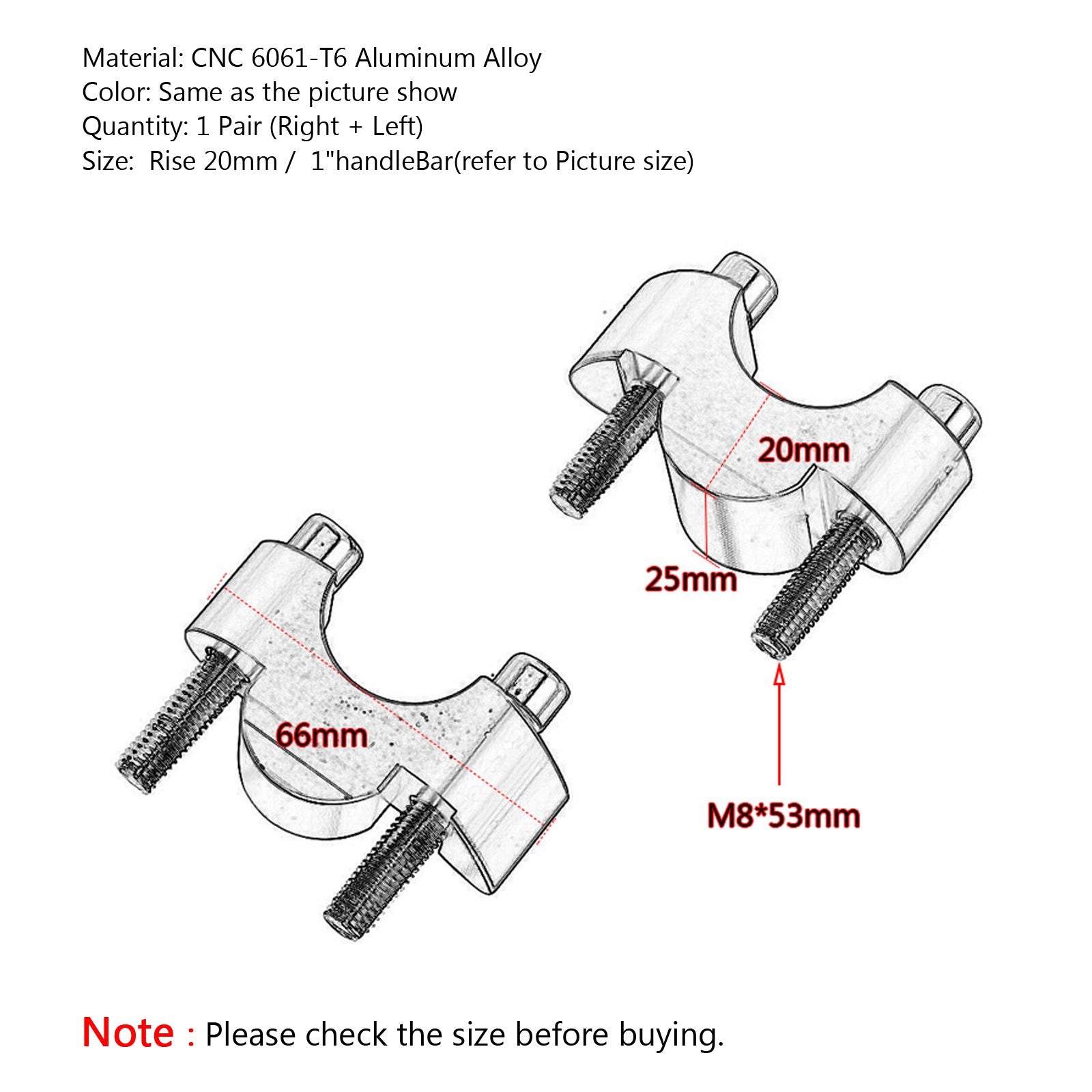 Rehausseurs de guidon 1" Guidon 20 mm pour Suzuki GSX-S1000 GSX-S1000F 2015-2018 Noir