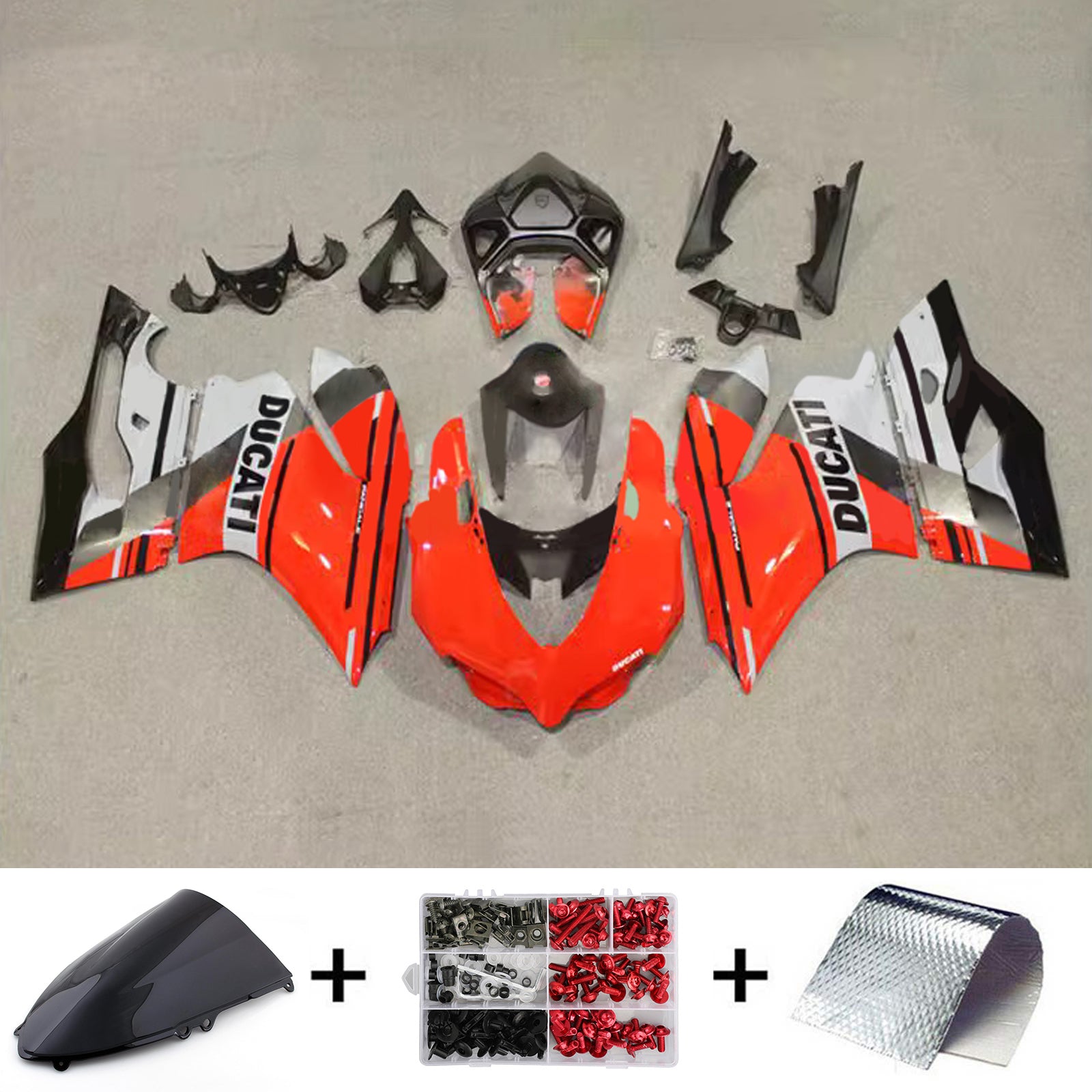 Amotopart 2012-2015 Ducati 899 Red Grey Black Fairing Kit