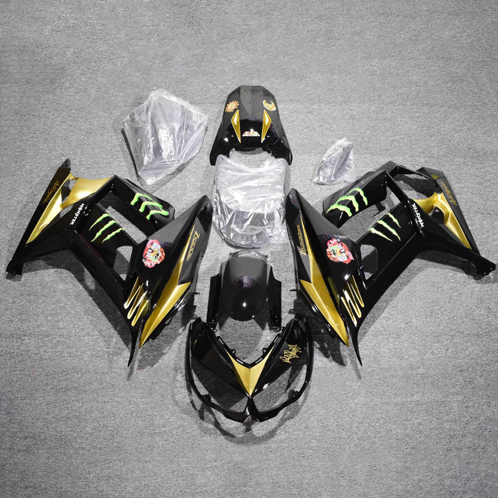 Amotopart 2010-2015 Kawasaki Z1000SX Black Gold Fairing Kit