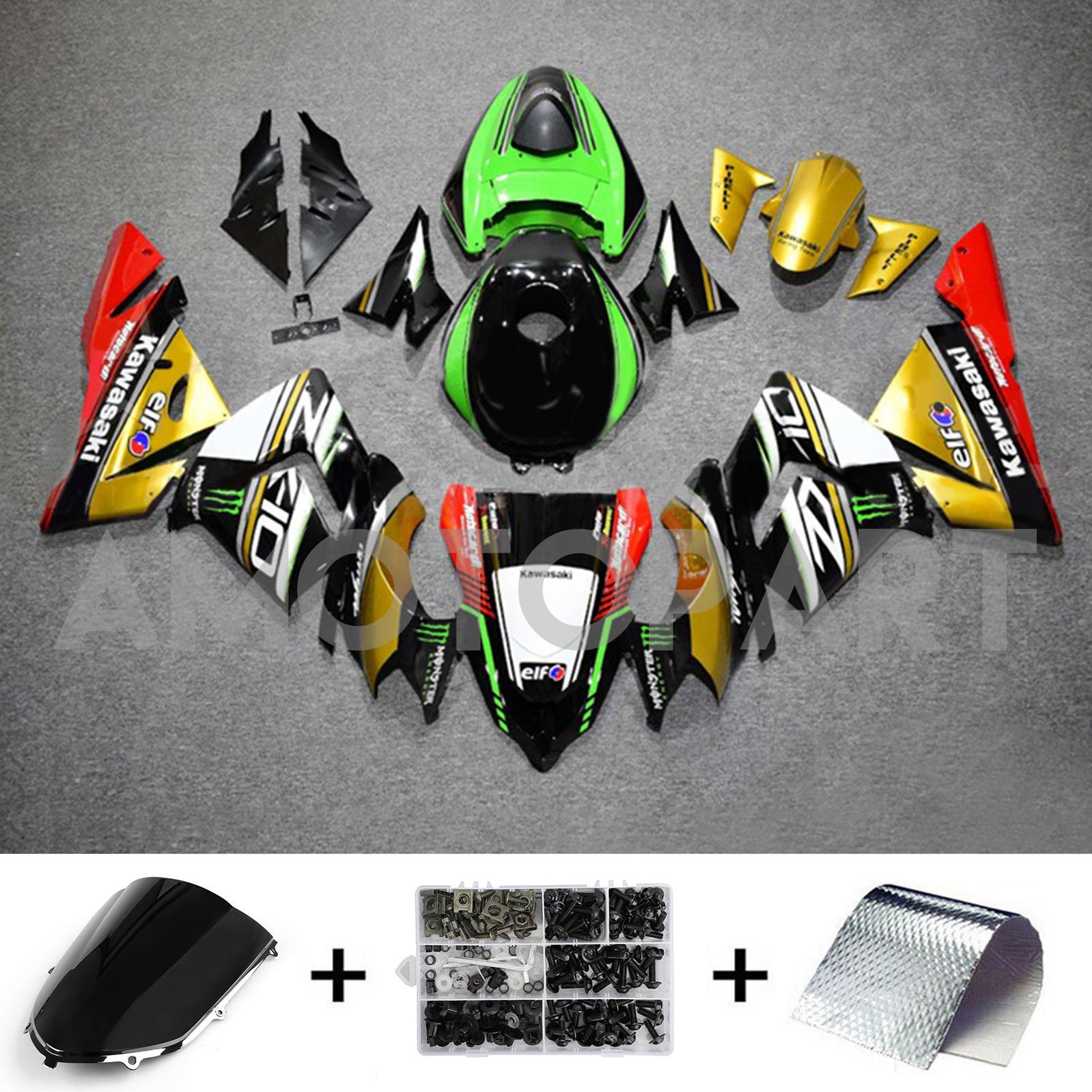 Amotopart 2004-2005 ZX10R Kawasaki Gold&Green Fairing Kit