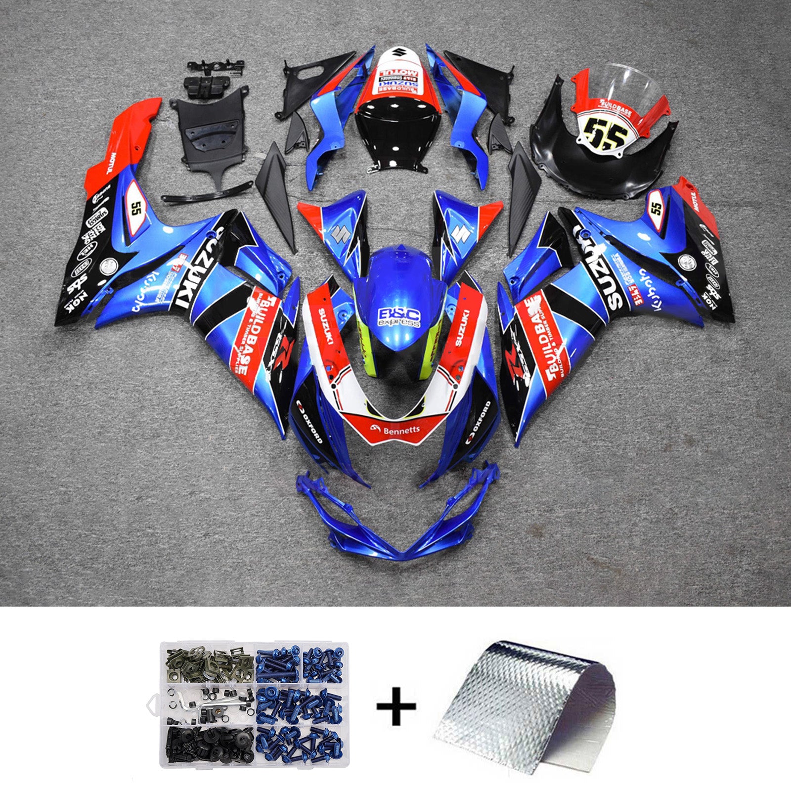 Zestaw owiewek Amotopart 2011-2026 Suzuki GSXR 600/750 Niebieski Czerwony Czarny