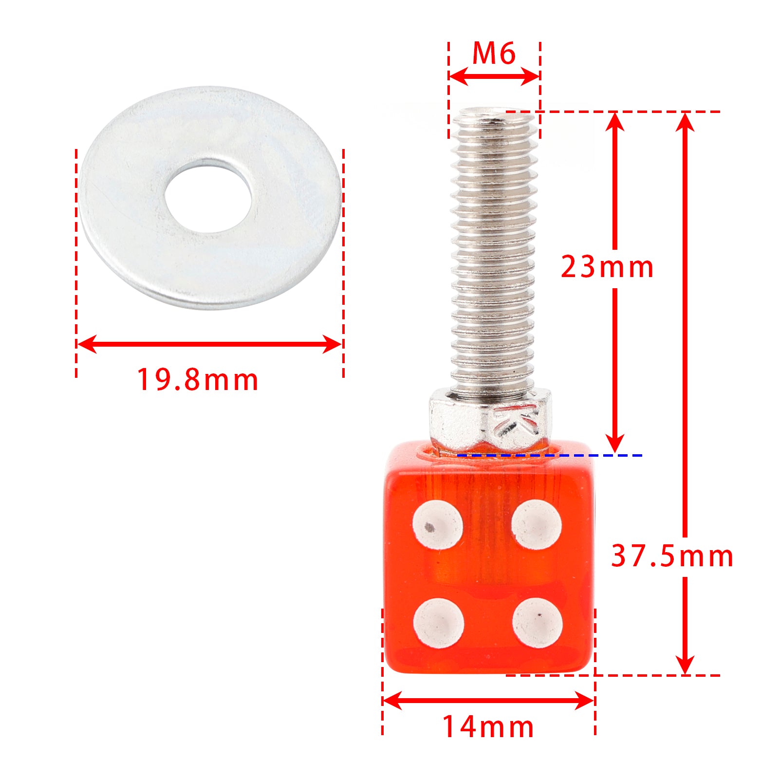 4x Custom DICE License Plate Bolt Screw Red Plastic Motorcycle Chopper Bobber