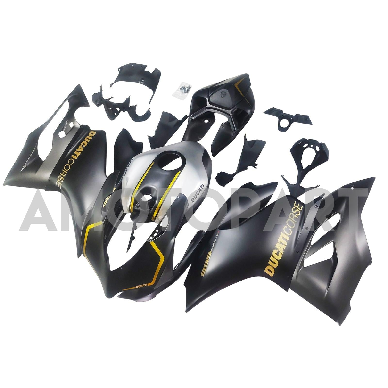 Amotopart 2012-2015 Ducati 899 Kit de carenagem de prata preta fosca